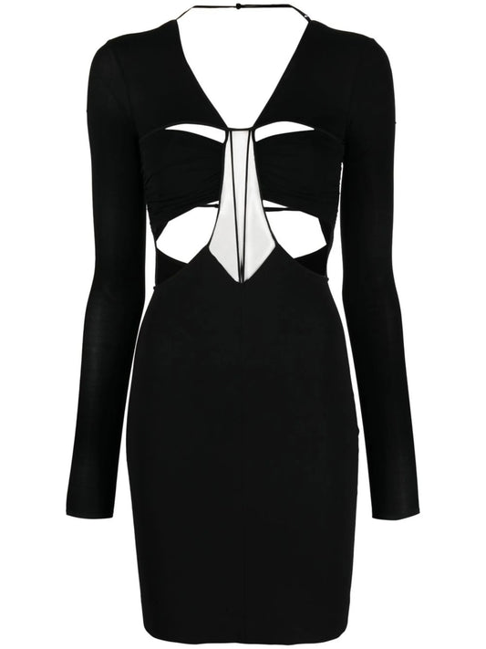 cut-out detail V-neck dress
