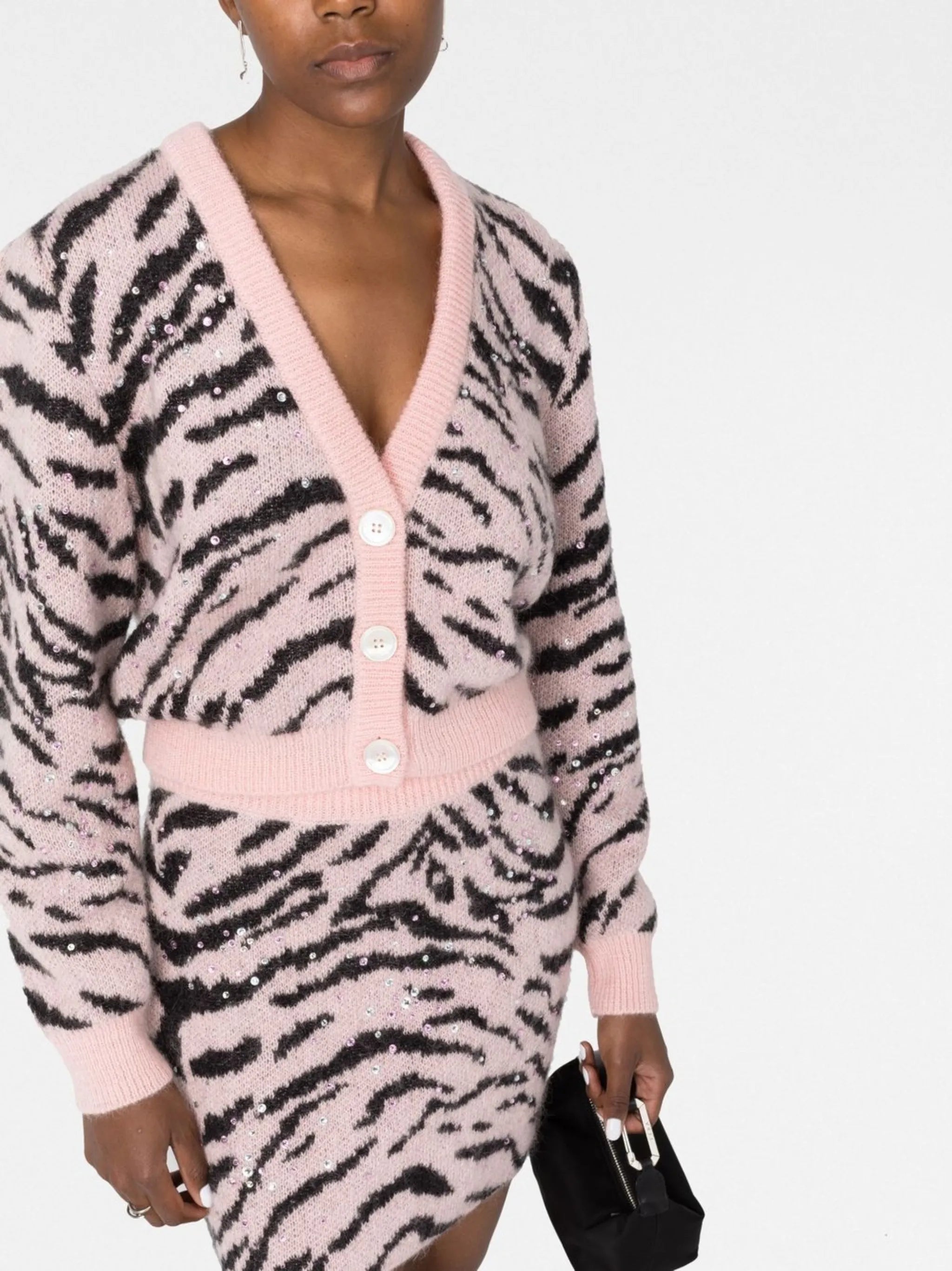 animal-pattern knit cardigan