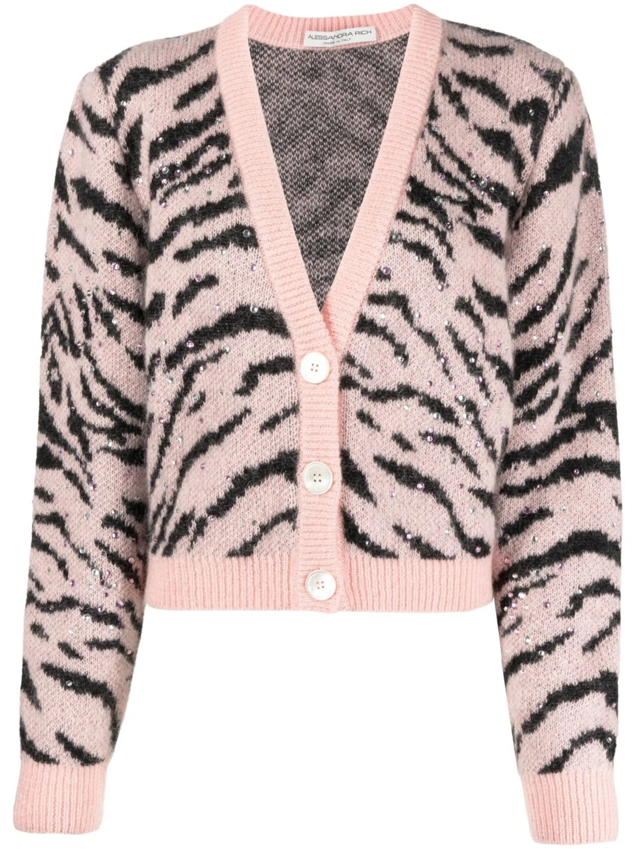 animal-pattern knit cardigan