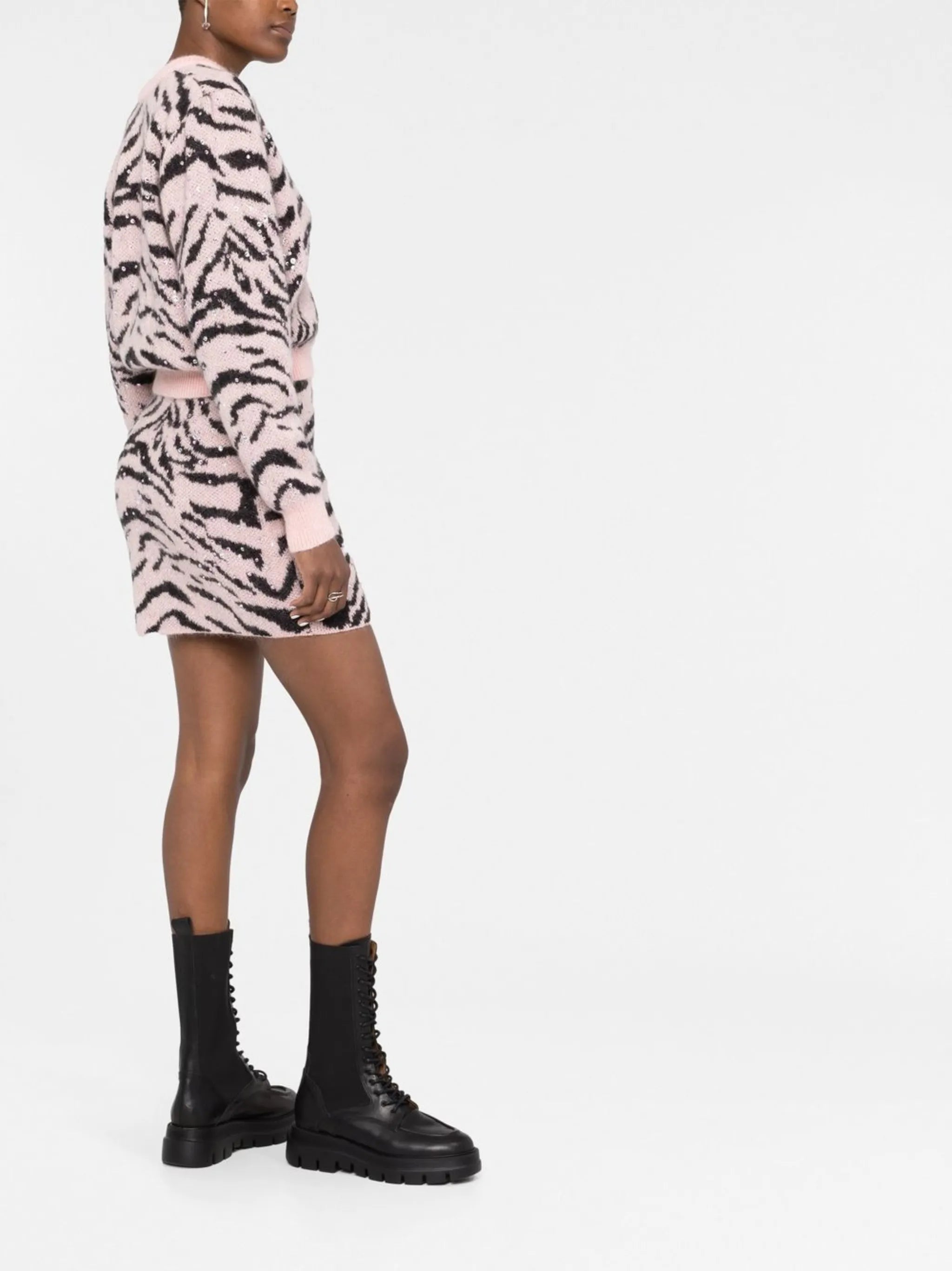animal-pattern knit cardigan