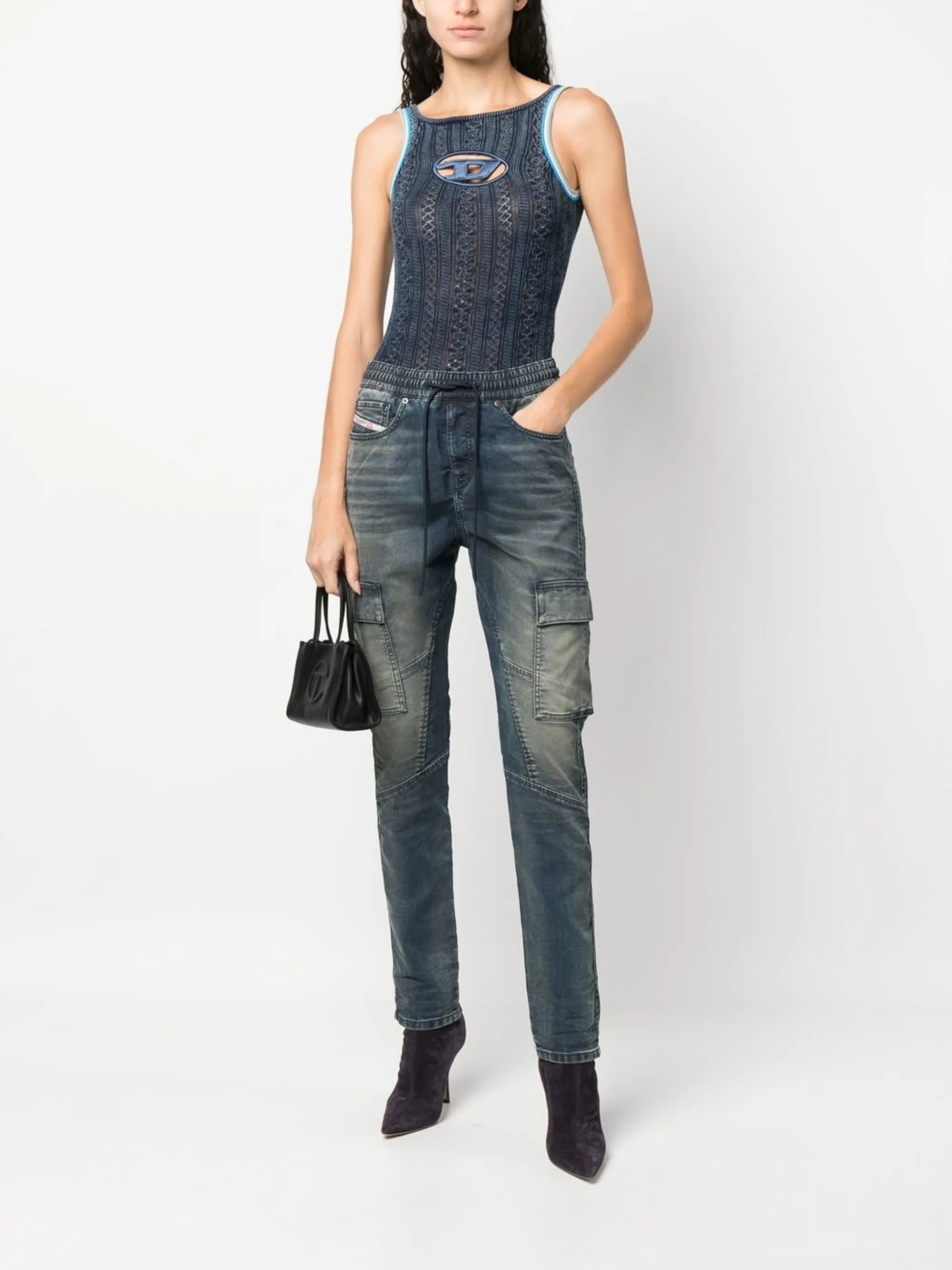 cut-out-logo knitted body top