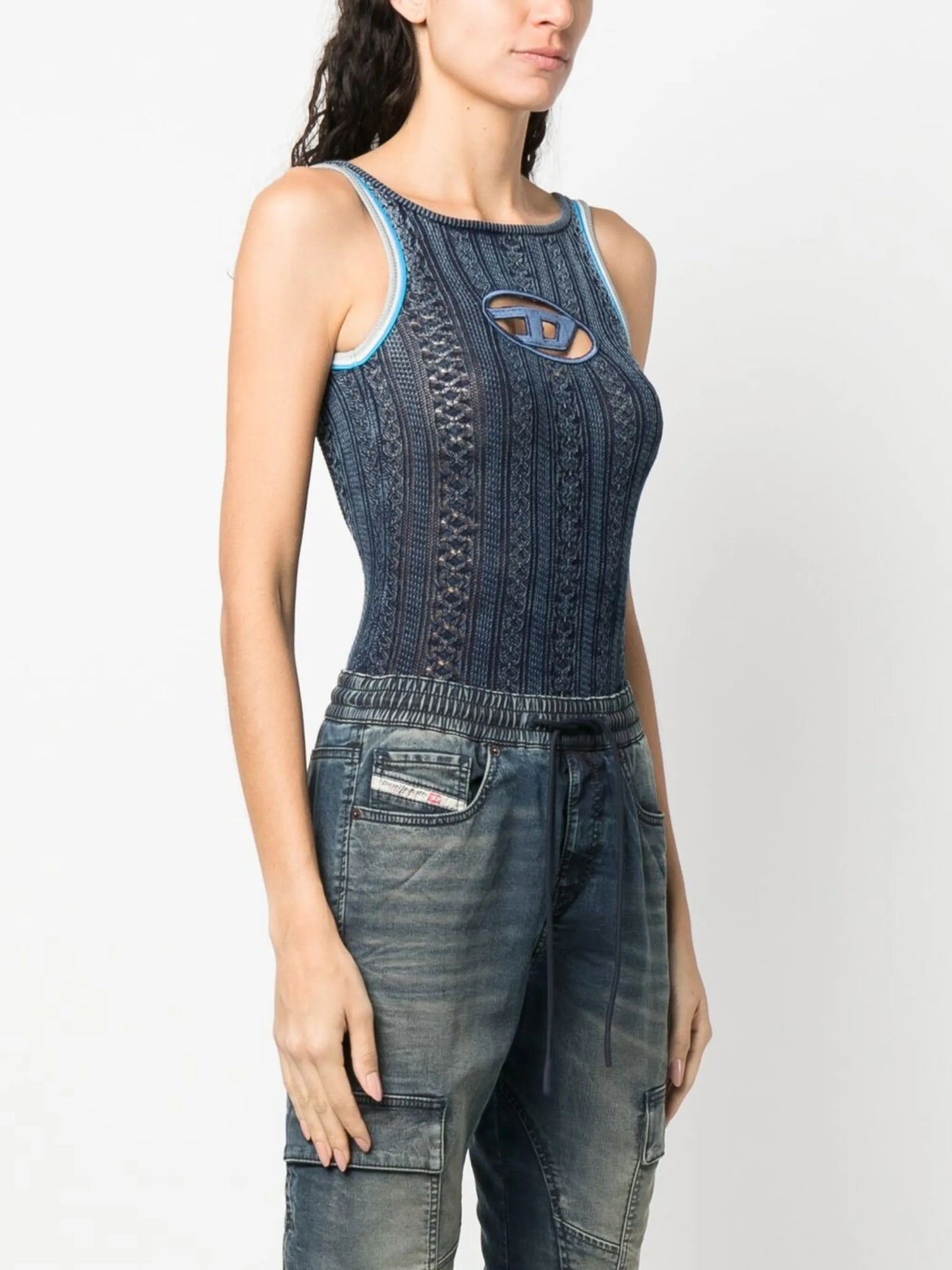 cut-out-logo knitted body top