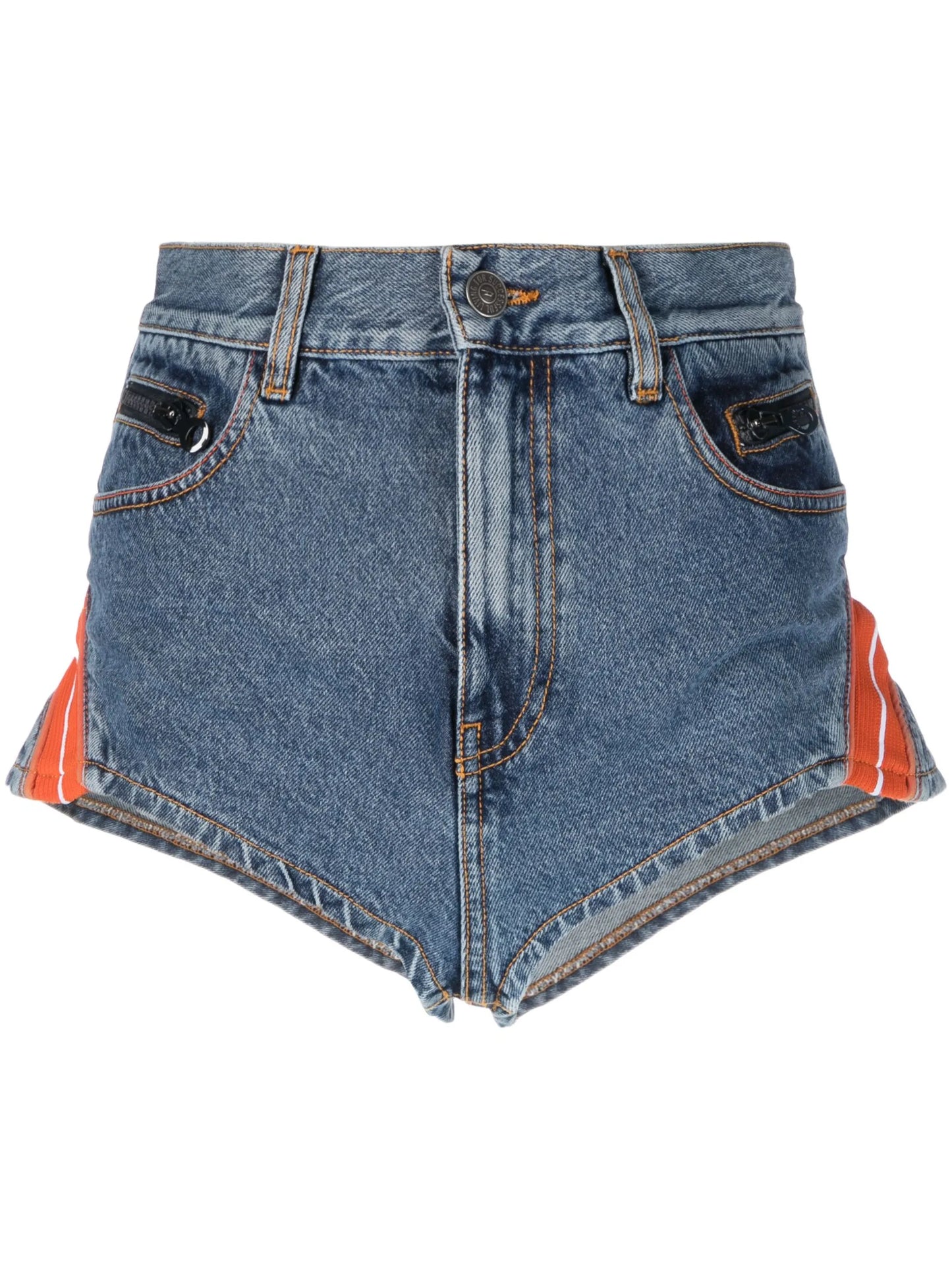 high-waist denim mini shorts