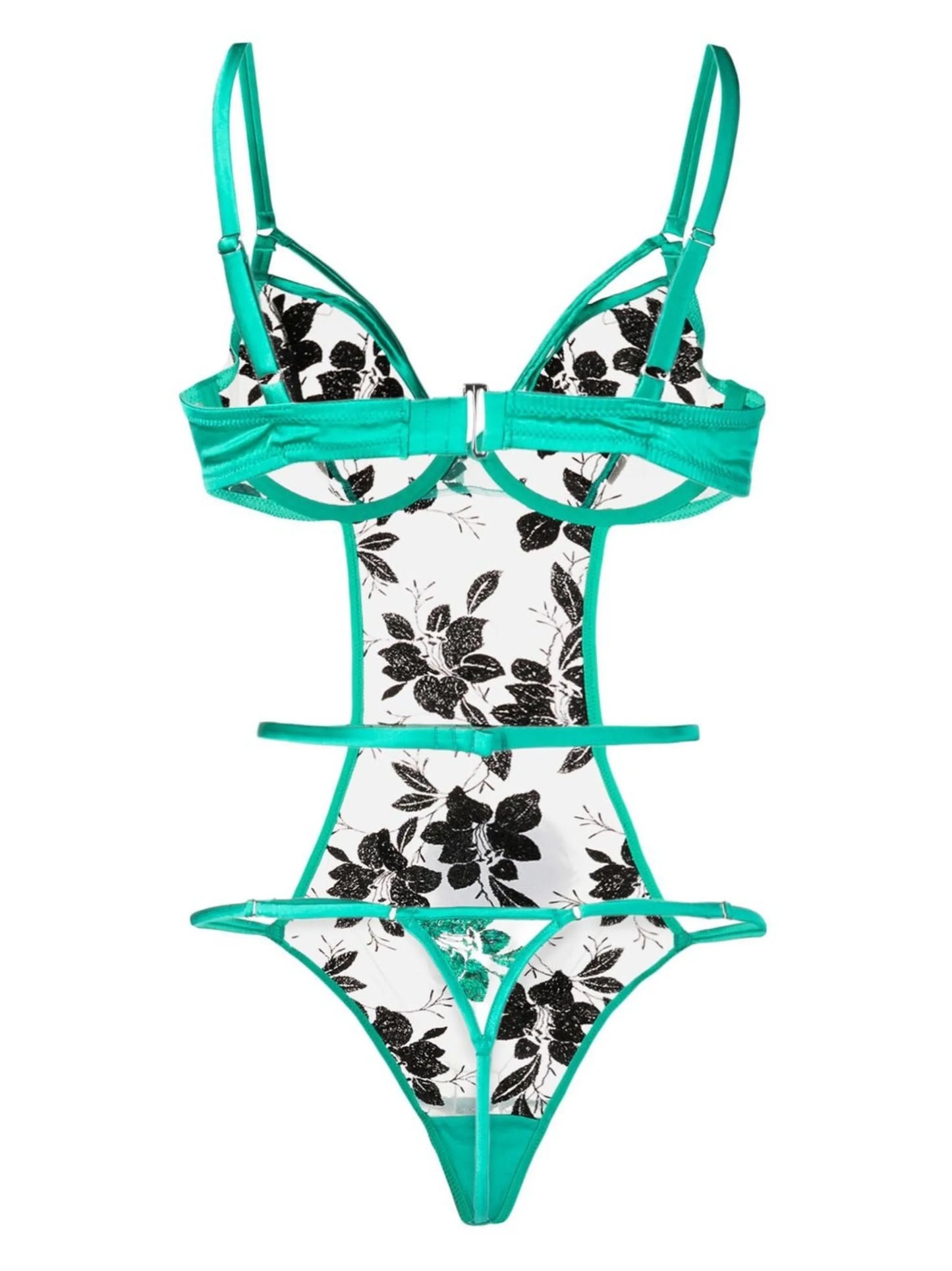 all-over floral embroidery bodysuit