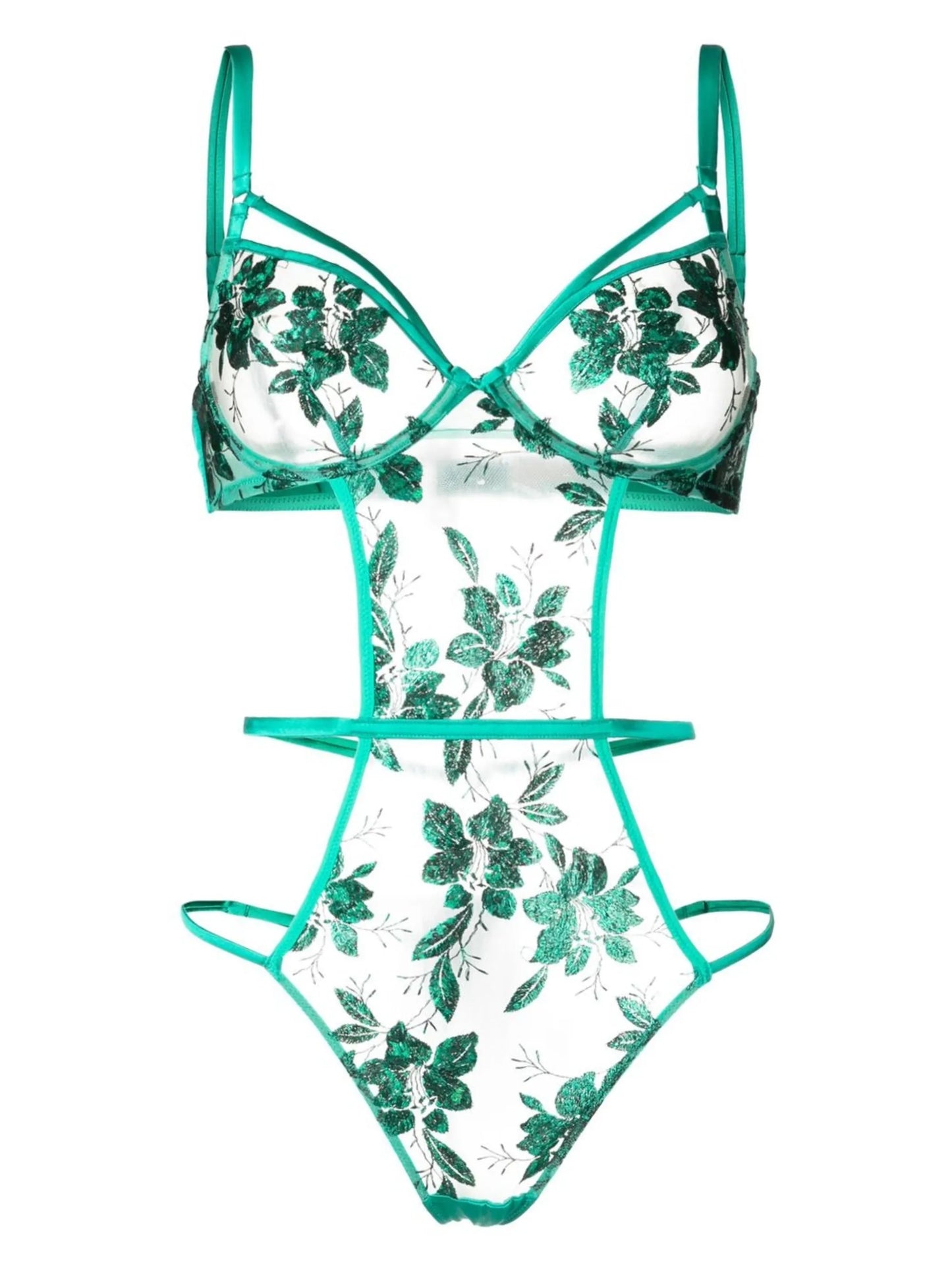 all-over floral embroidery bodysuit