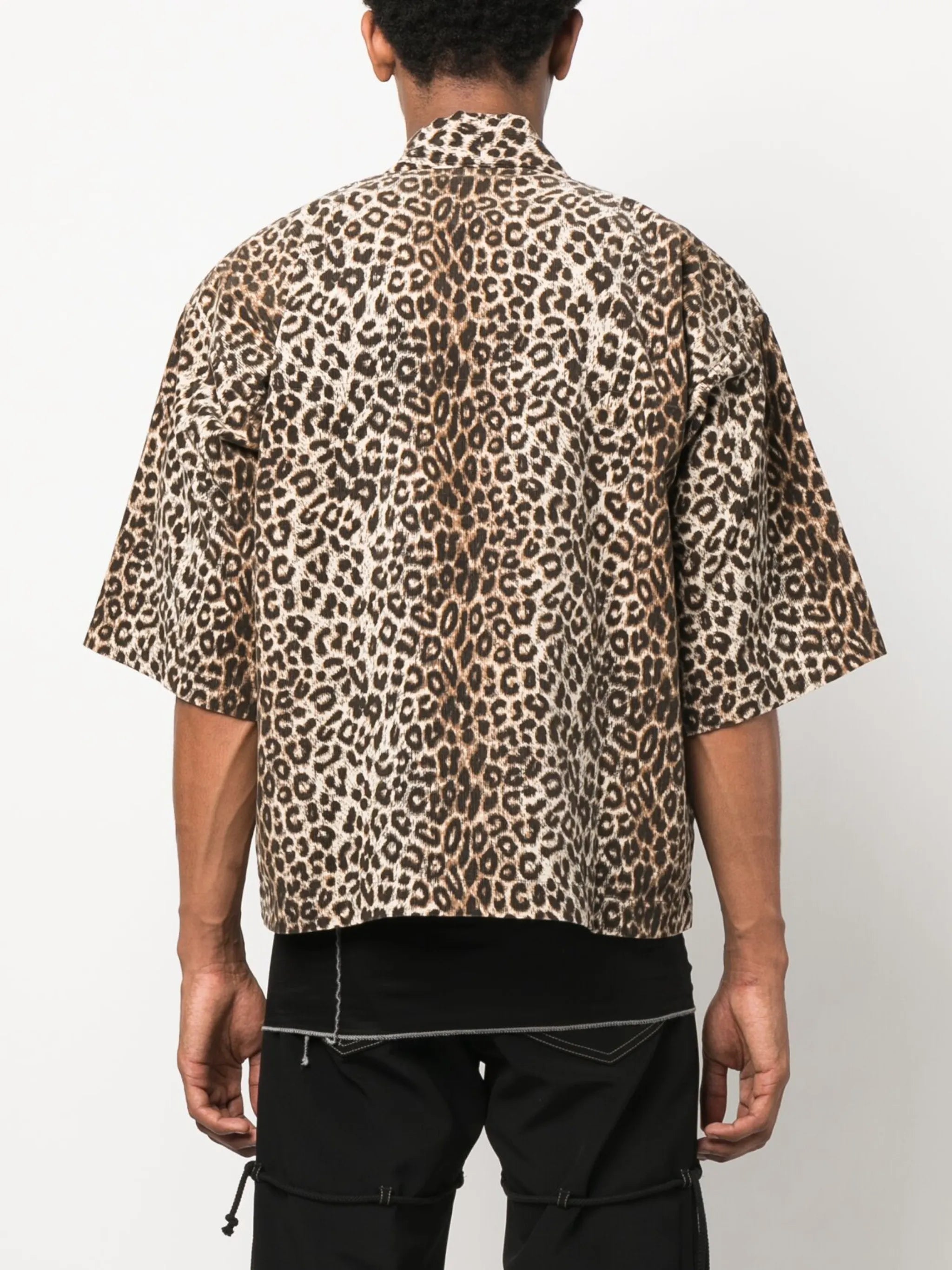 leopard-print open-front shirt