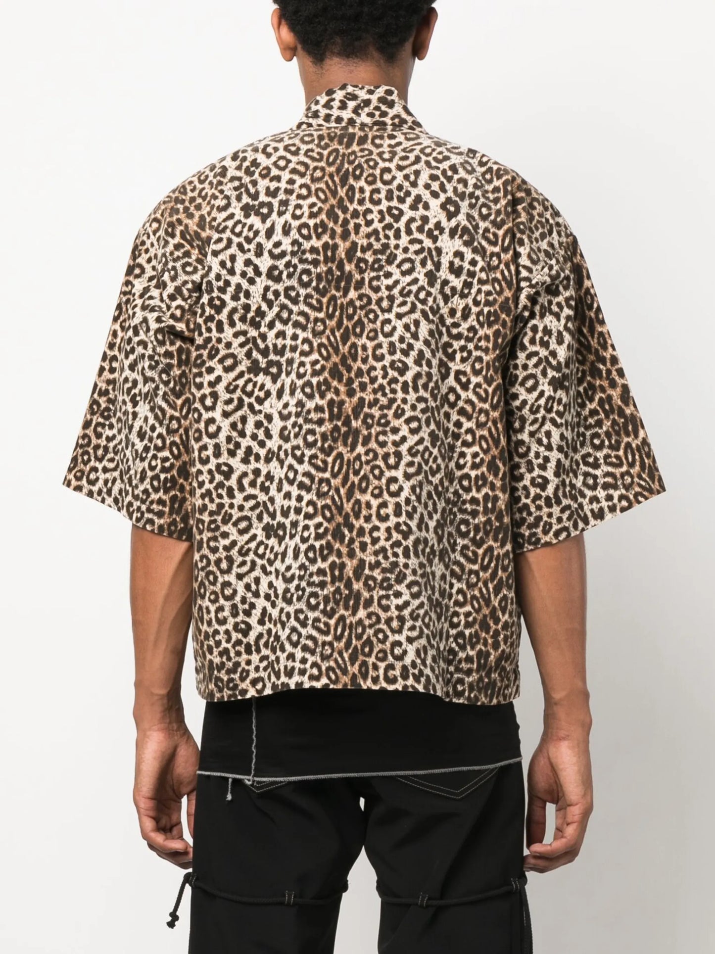 leopard-print open-front shirt