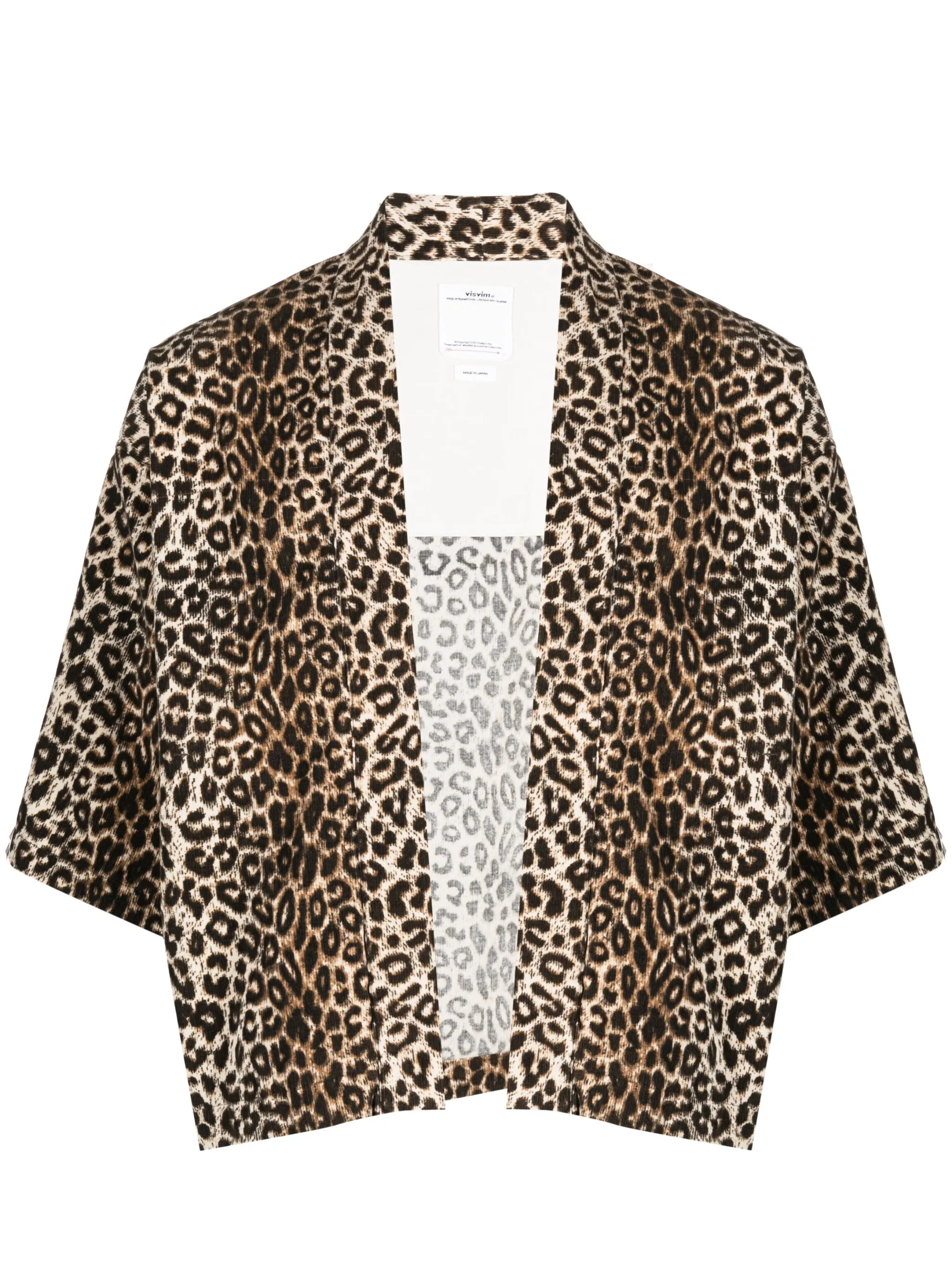 leopard-print open-front shirt