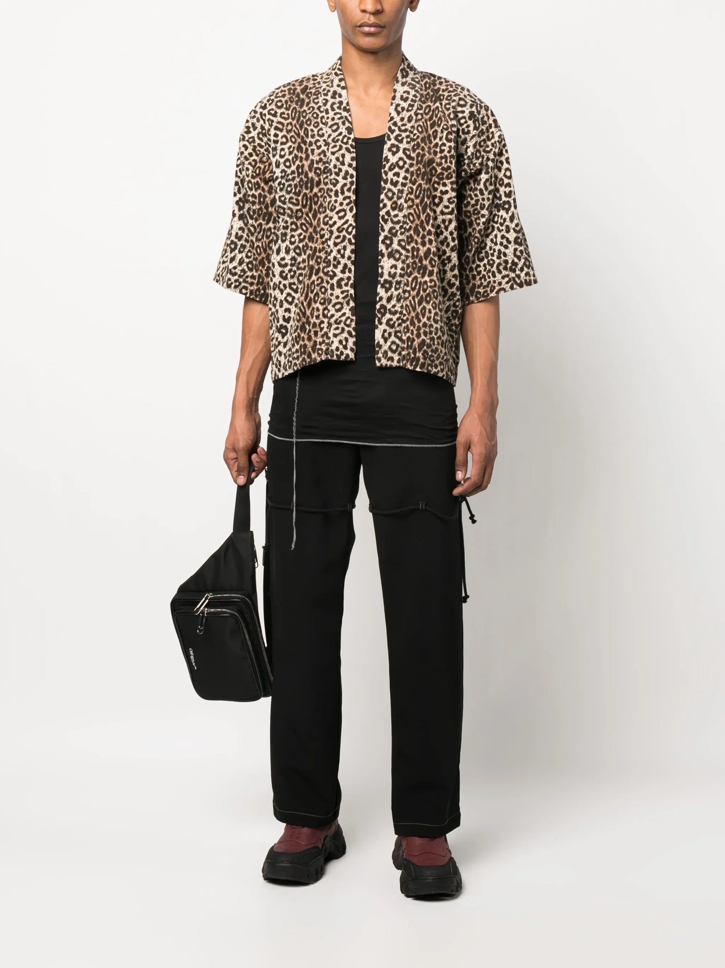 leopard-print open-front shirt