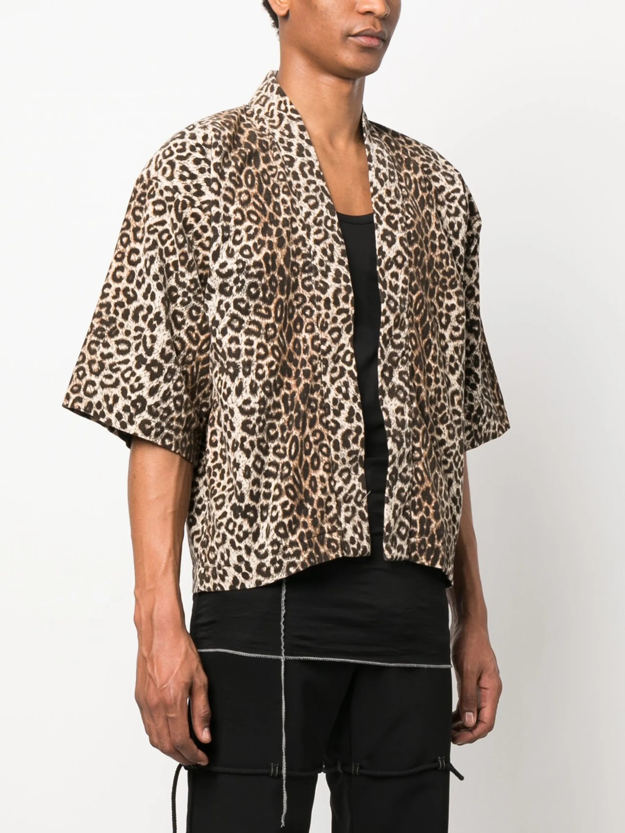 leopard-print open-front shirt