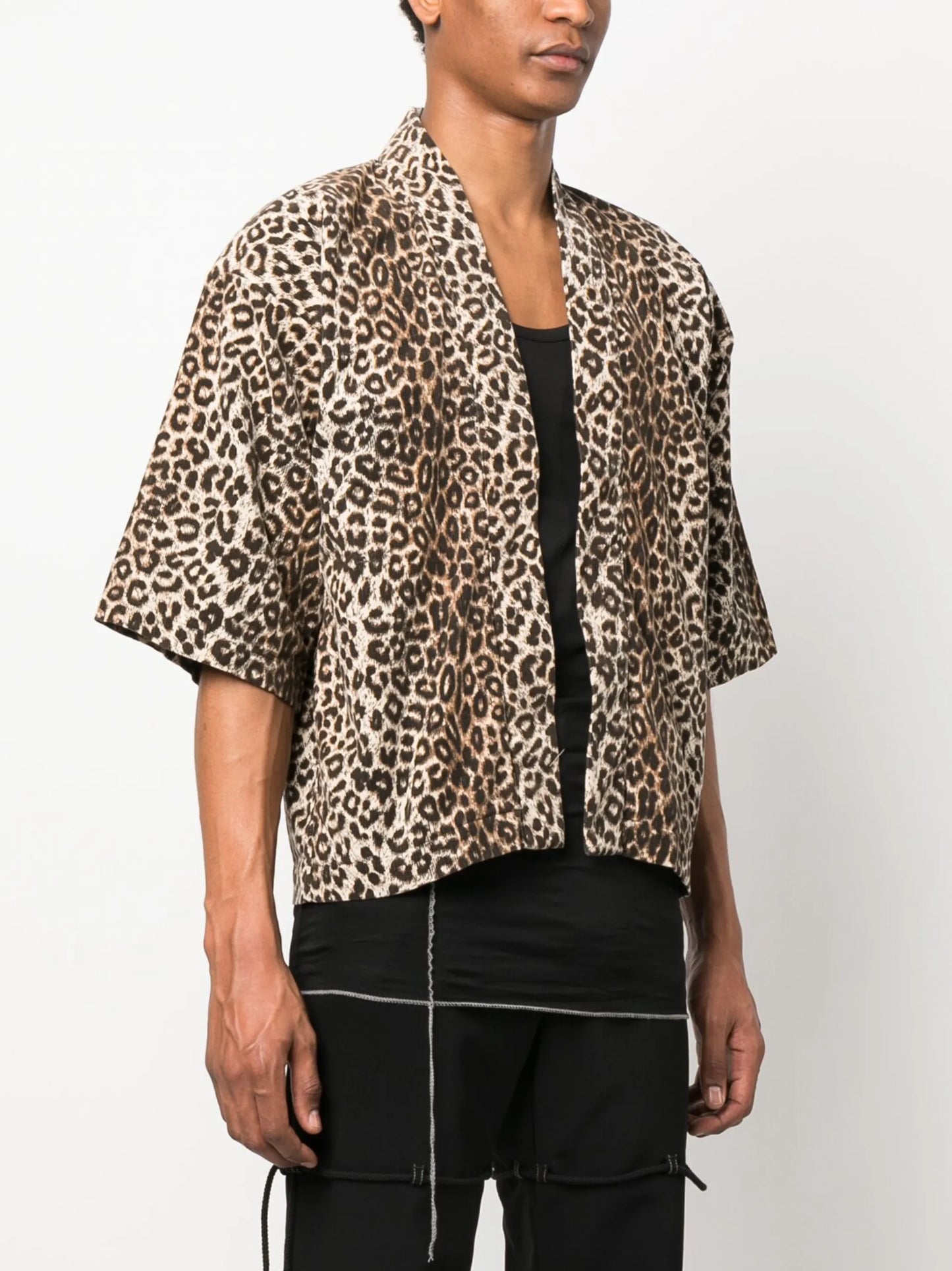 leopard-print open-front shirt
