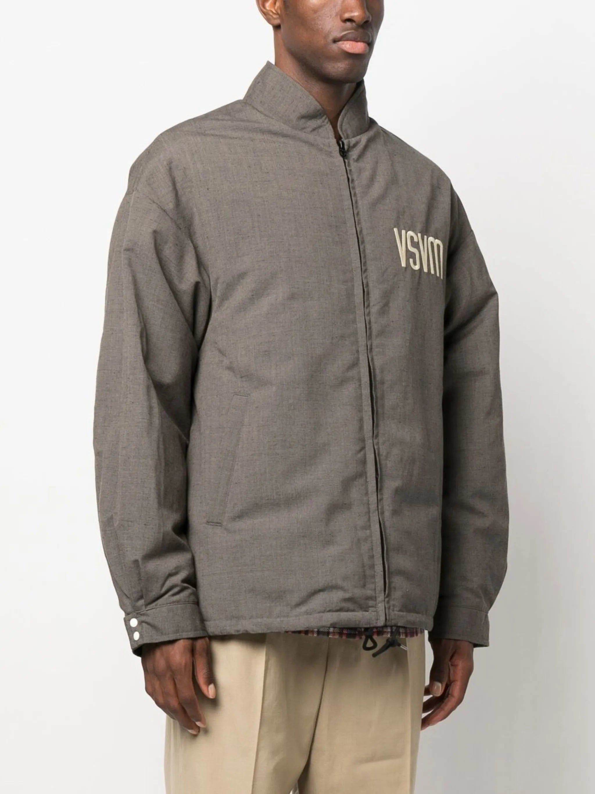 logo-print wool jacket