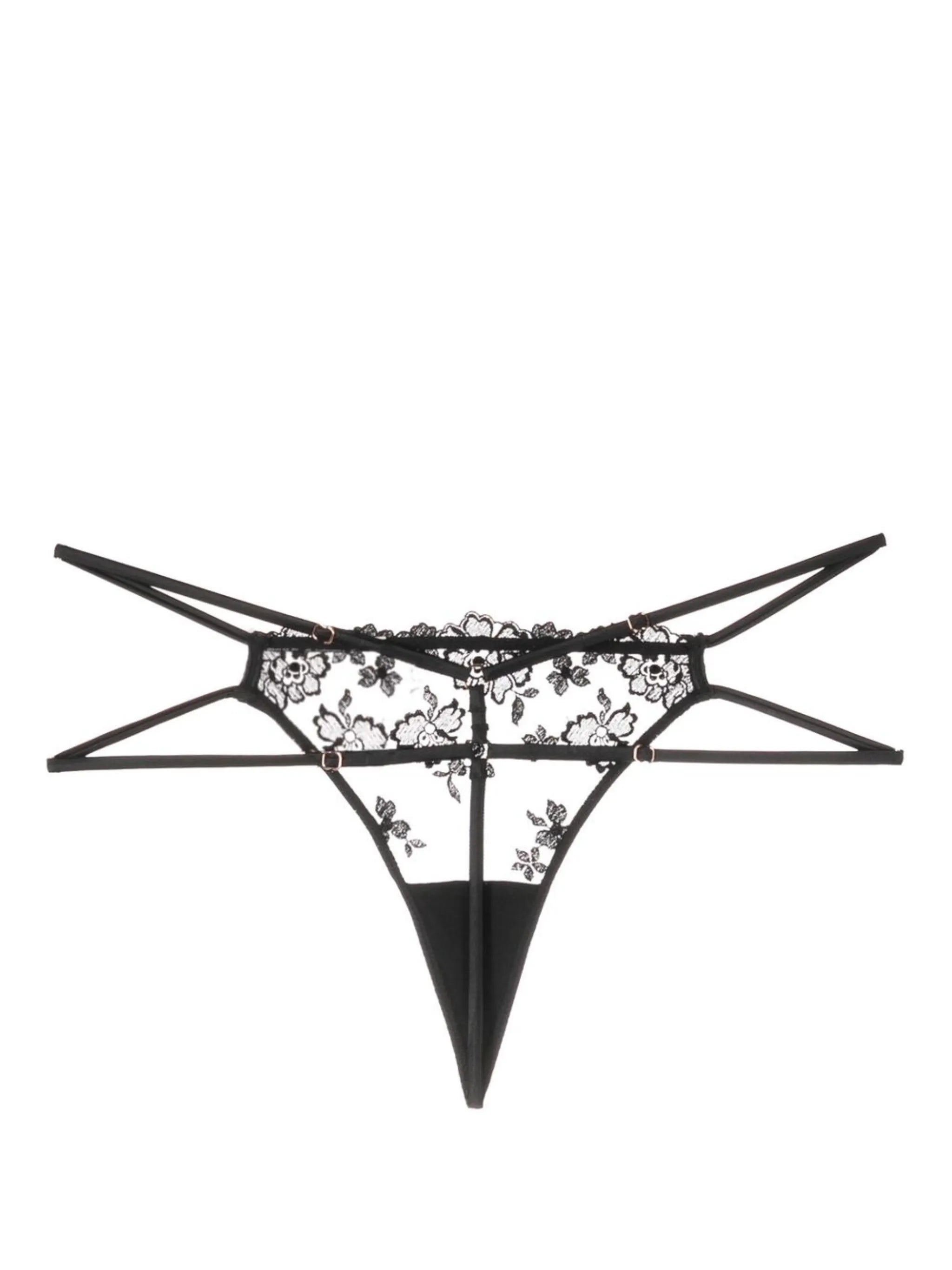 stud-detail embroidered thong