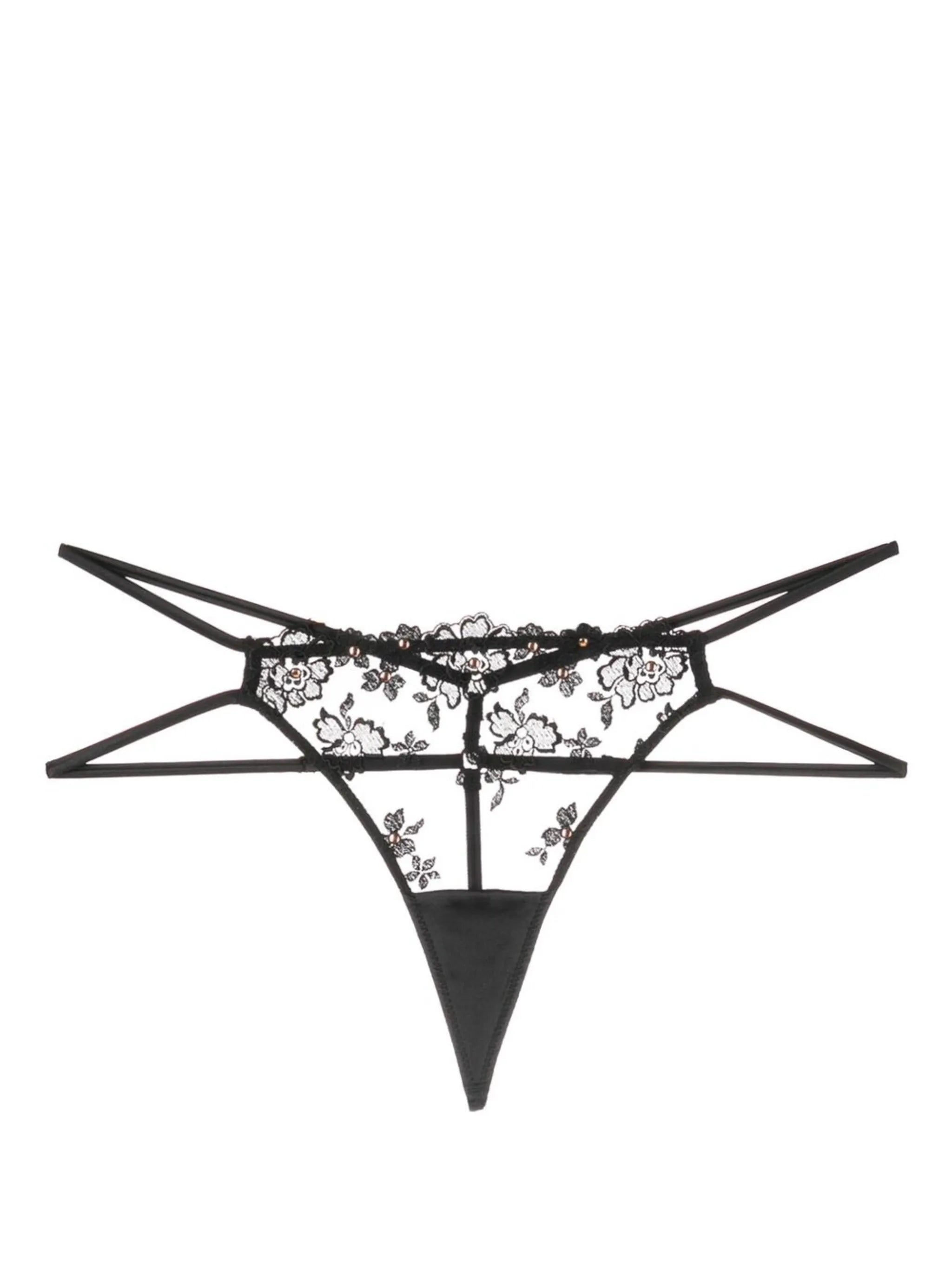 stud-detail embroidered thong