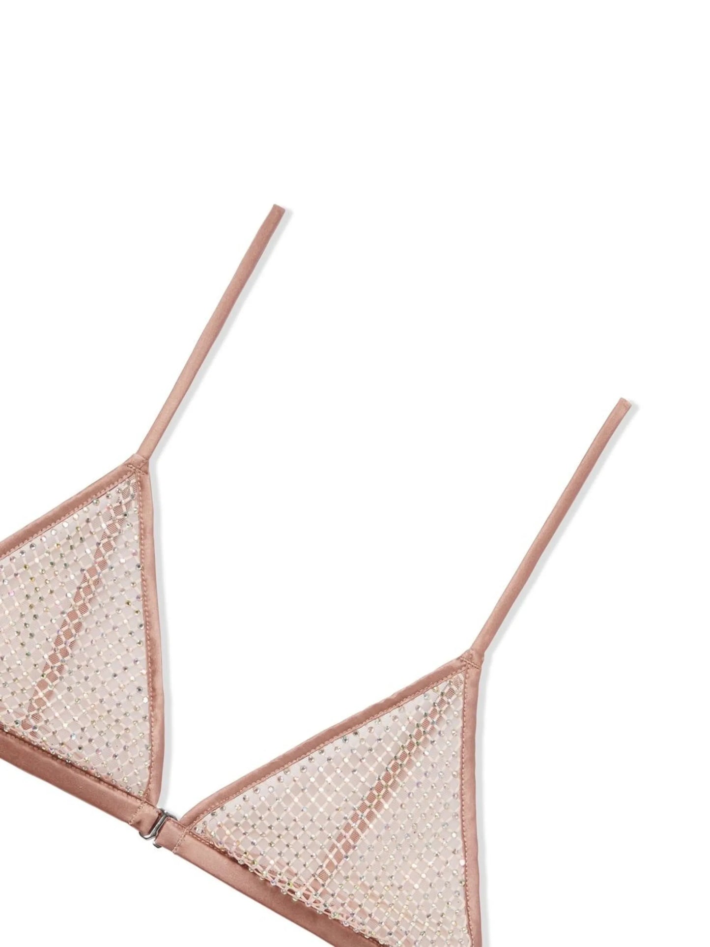 rhinestone-embellished fishnet triangle bra