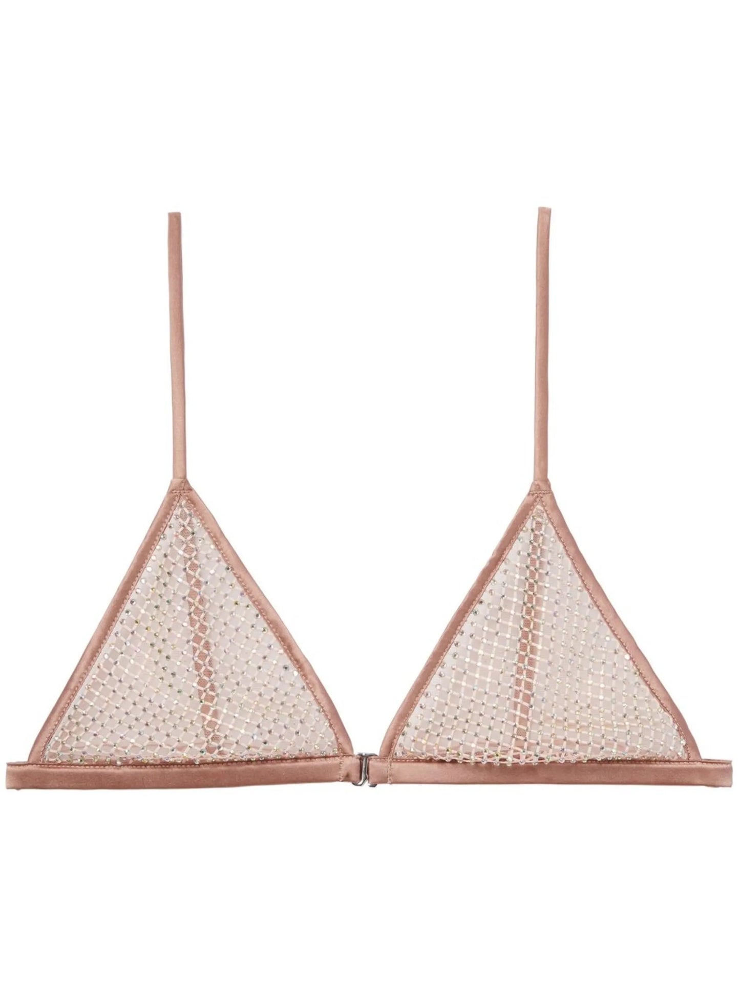 rhinestone-embellished fishnet triangle bra