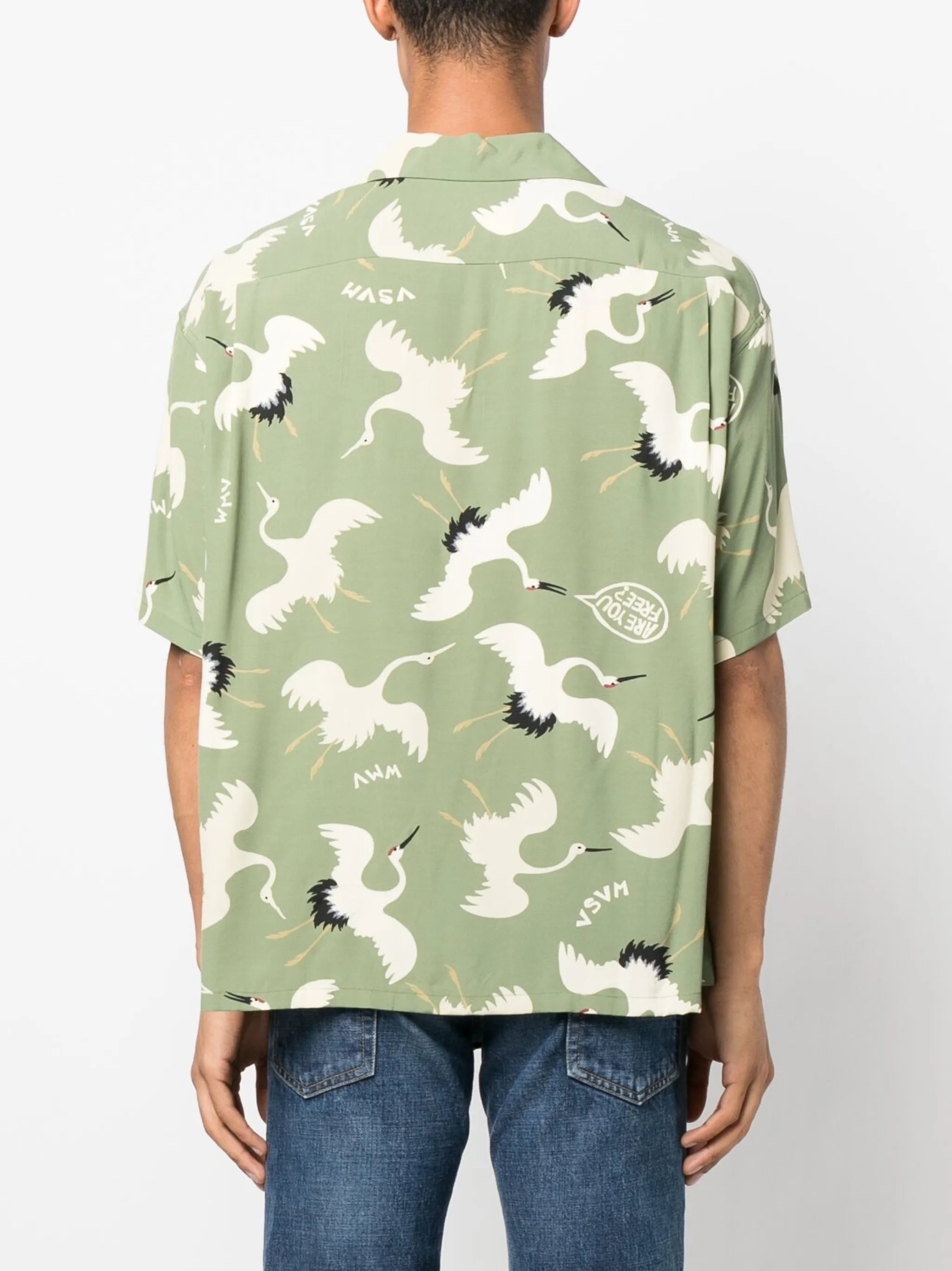 graphic-print buttoned shirt