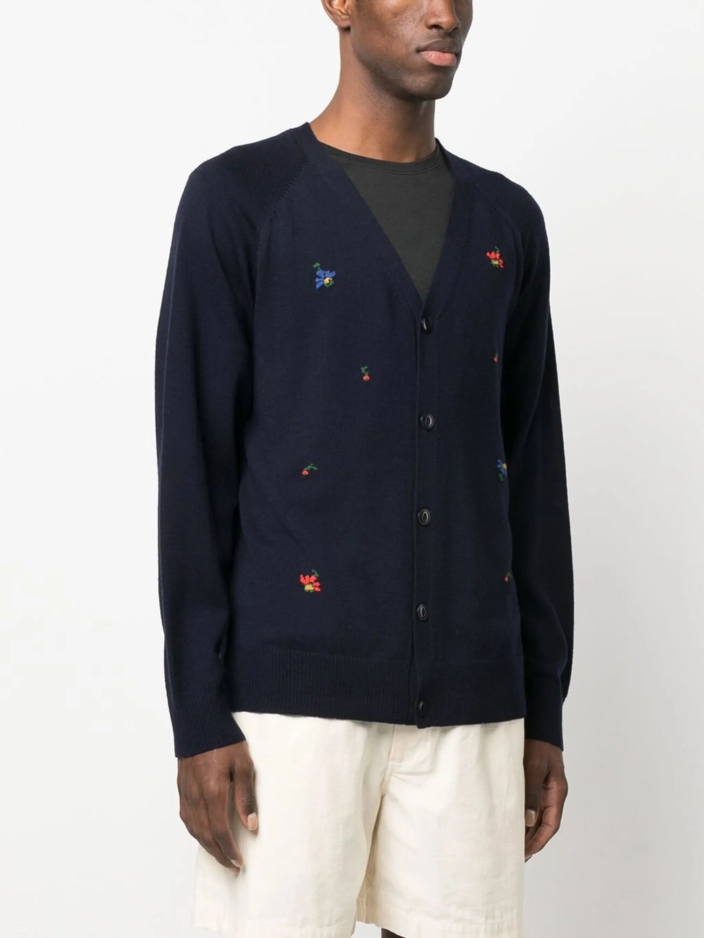 embroidered V-neck cardigan