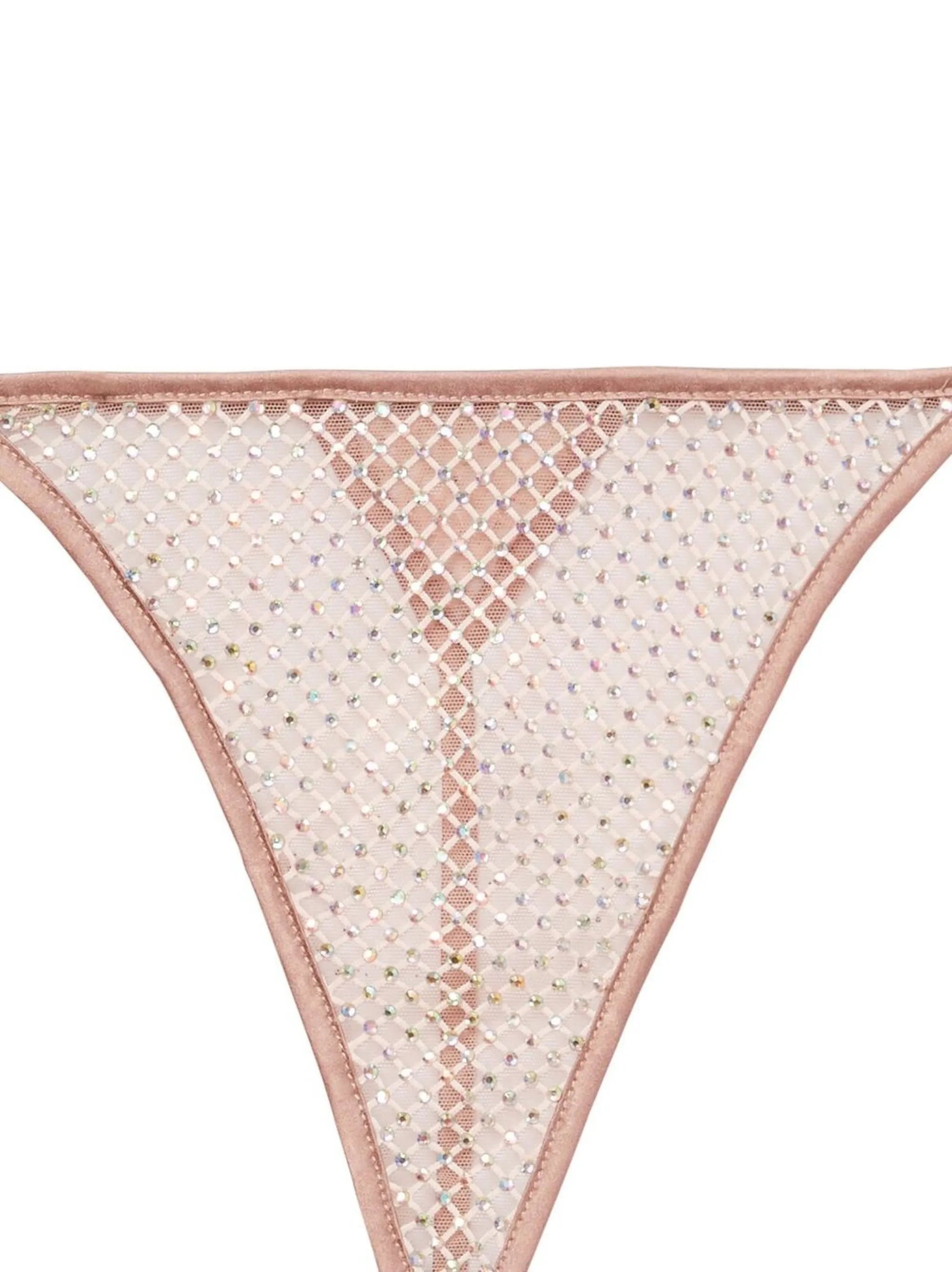rhinestone-embellished fishnet thong