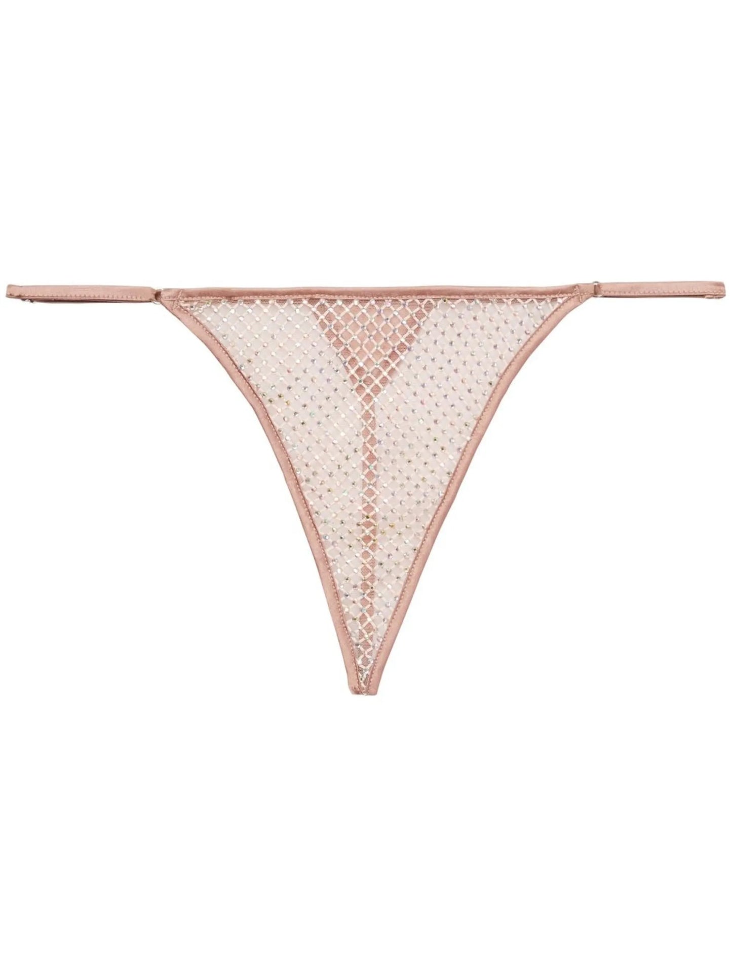 rhinestone-embellished fishnet thong
