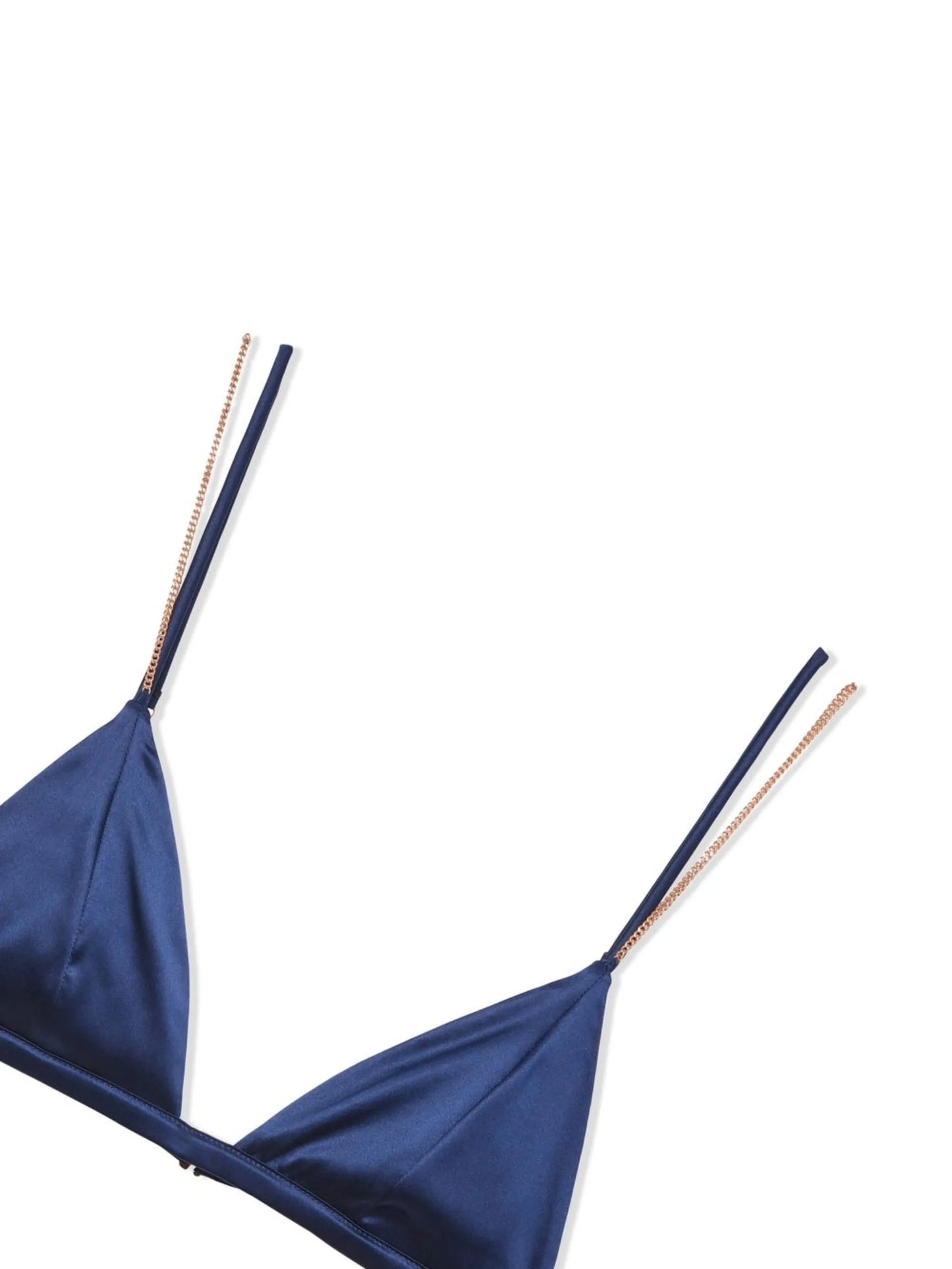 chain-detailed silk triangle bra