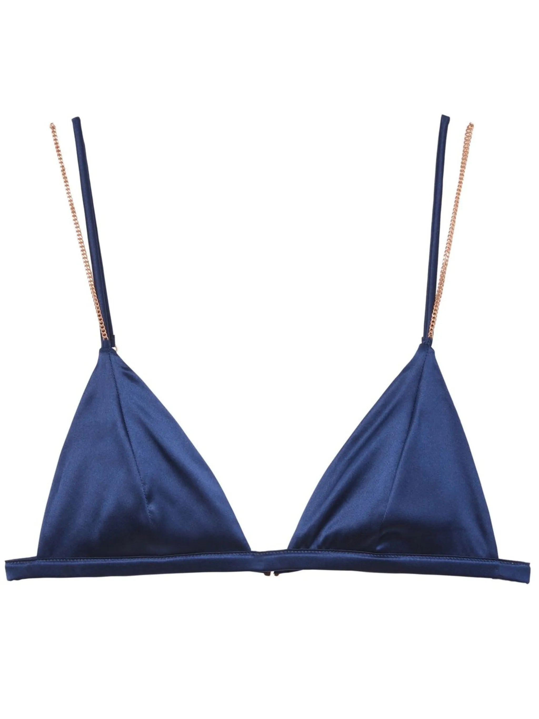 chain-detailed silk triangle bra