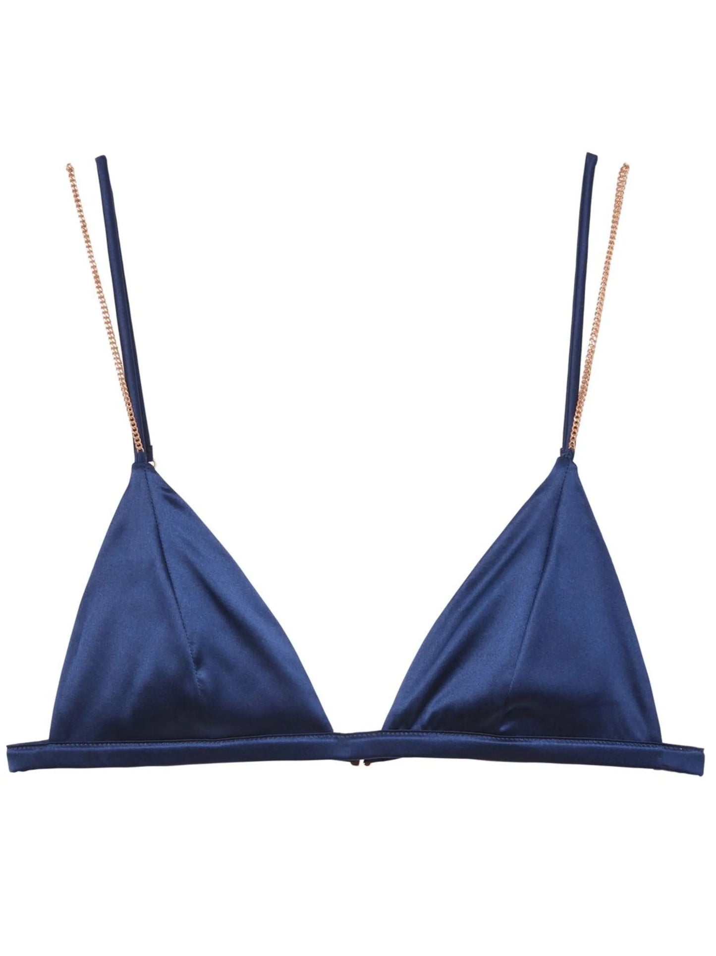 chain-detailed silk triangle bra