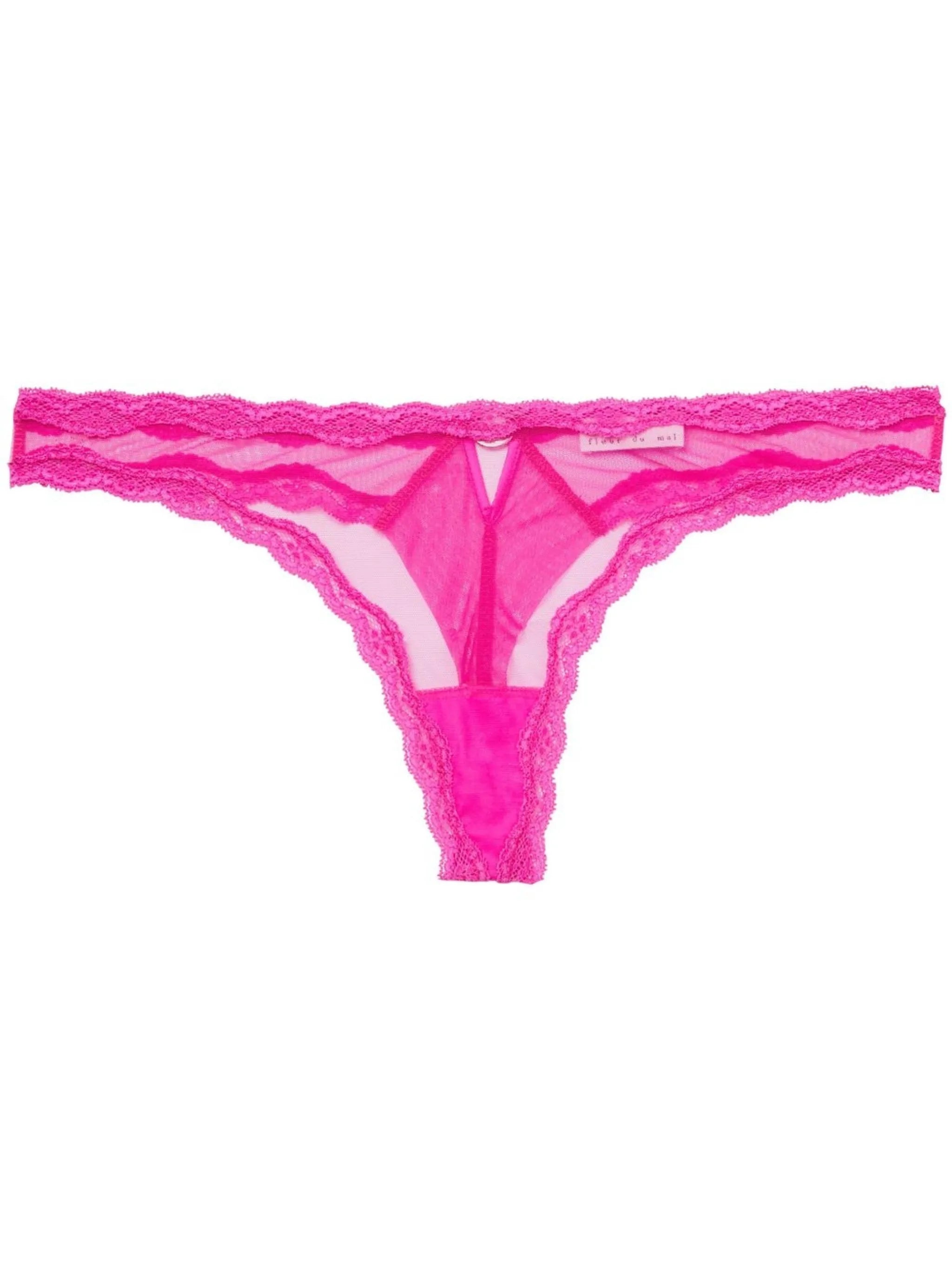 sheer lace-trim thong