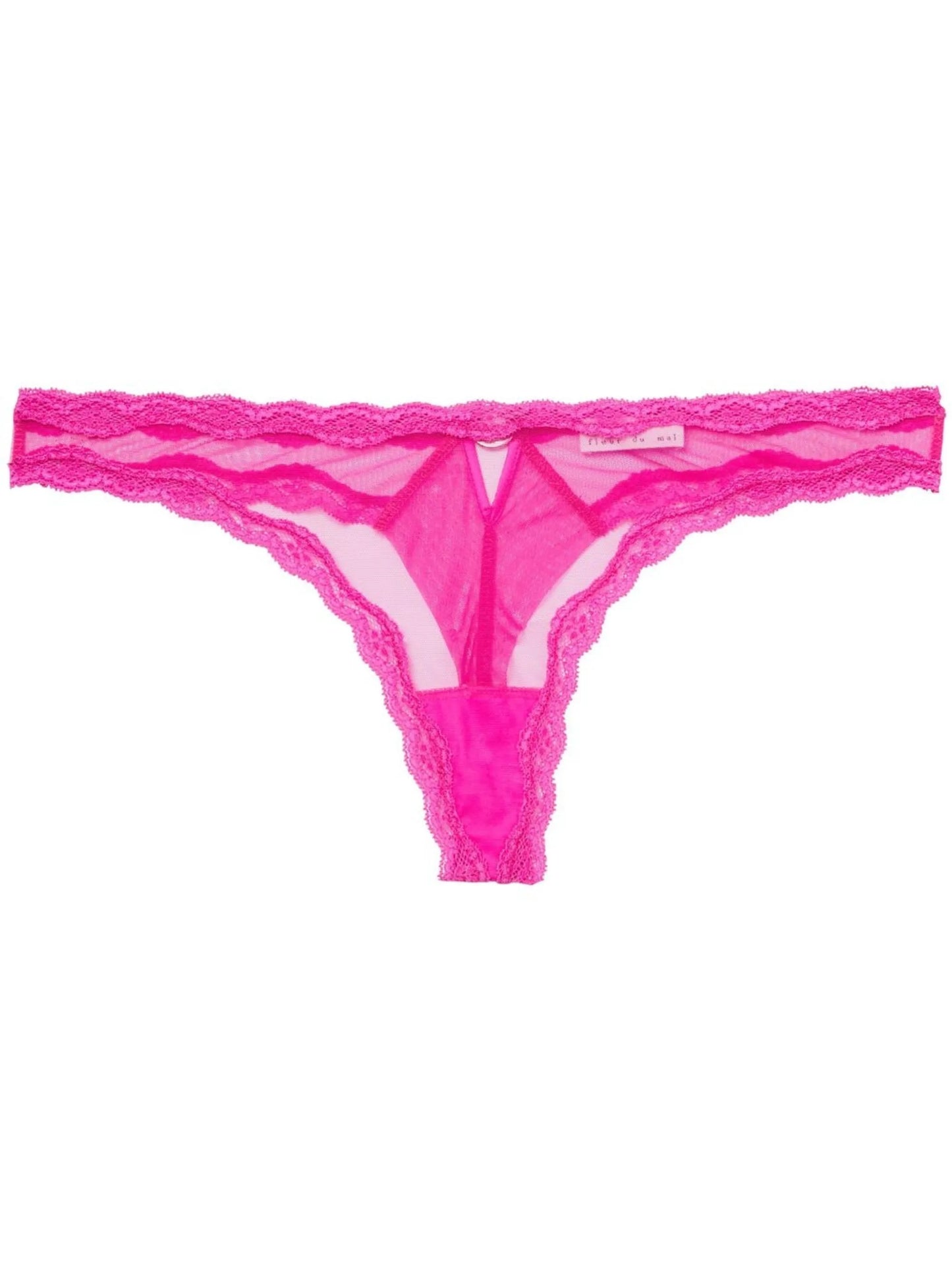 sheer lace-trim thong