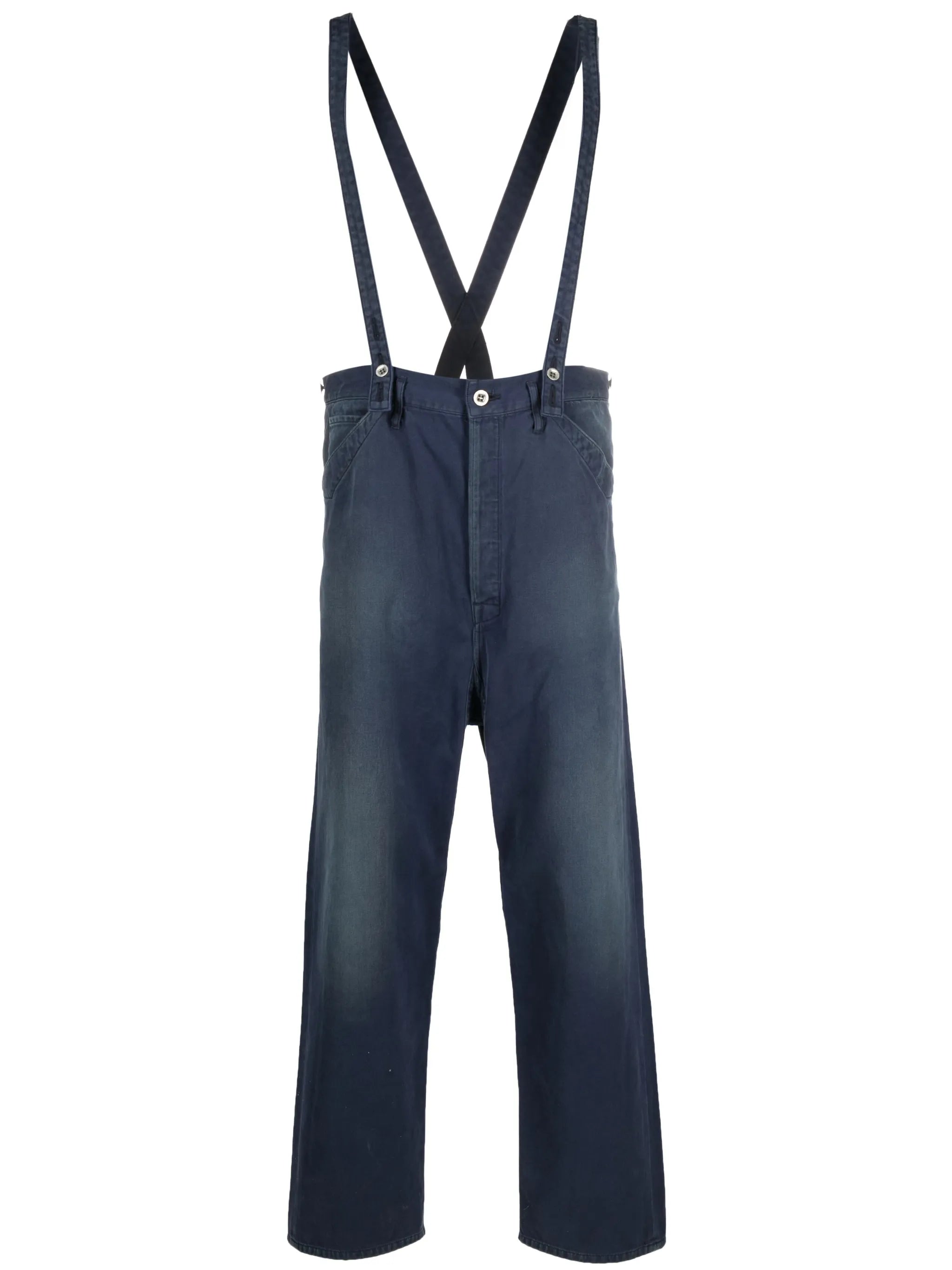 waist-belt straight-leg trousers