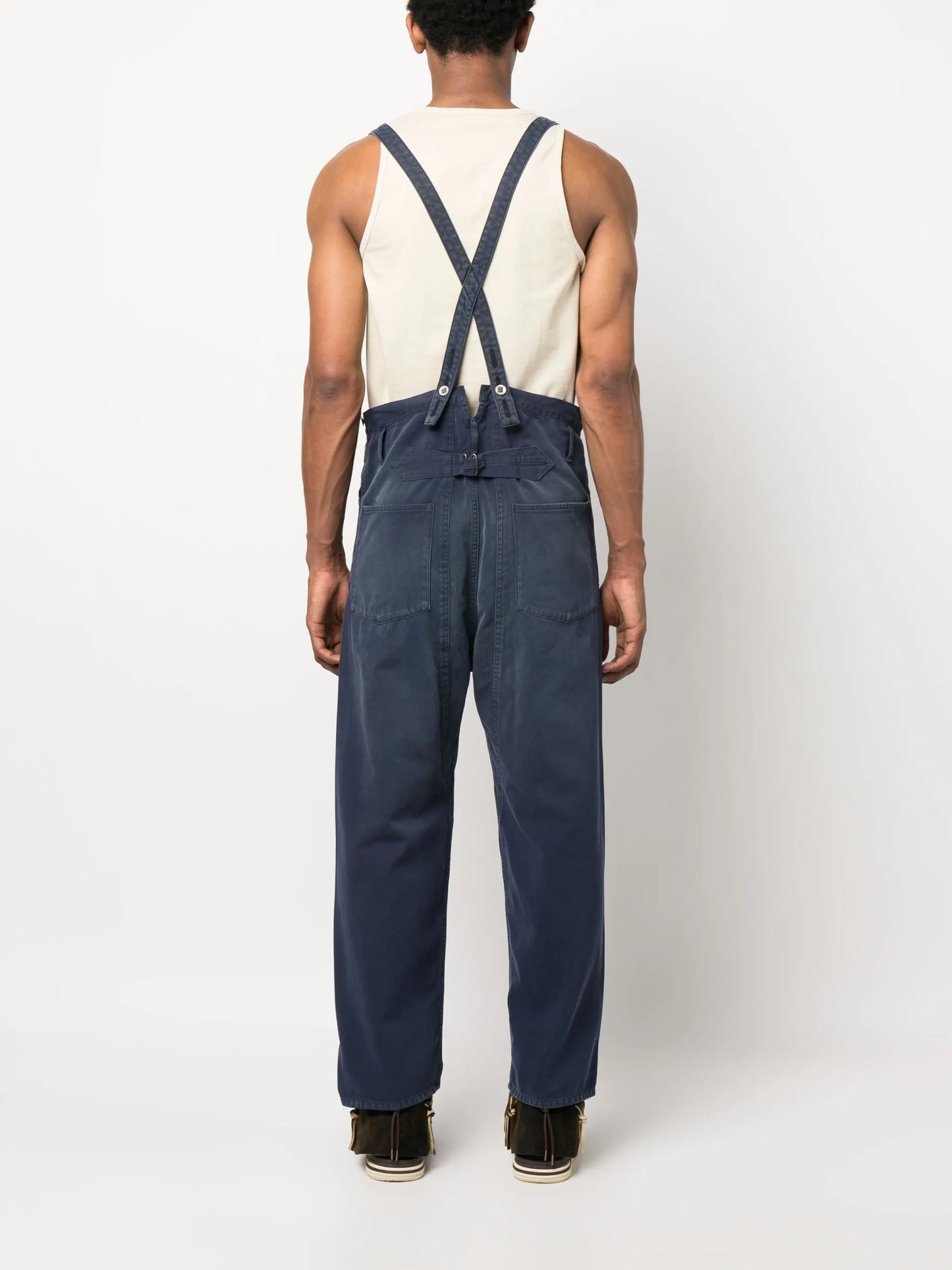 waist-belt straight-leg trousers