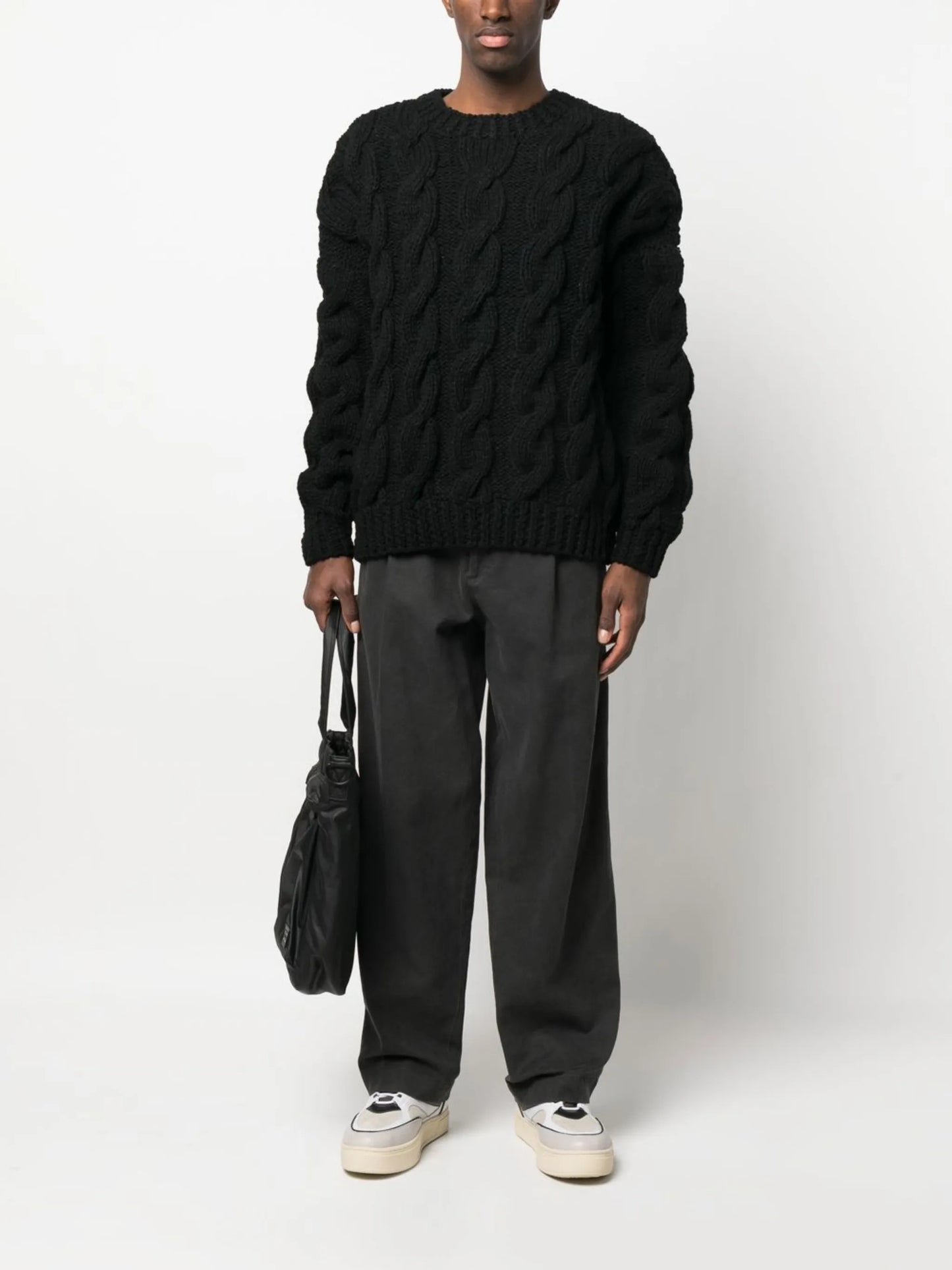 cable-knit round-neck jumper