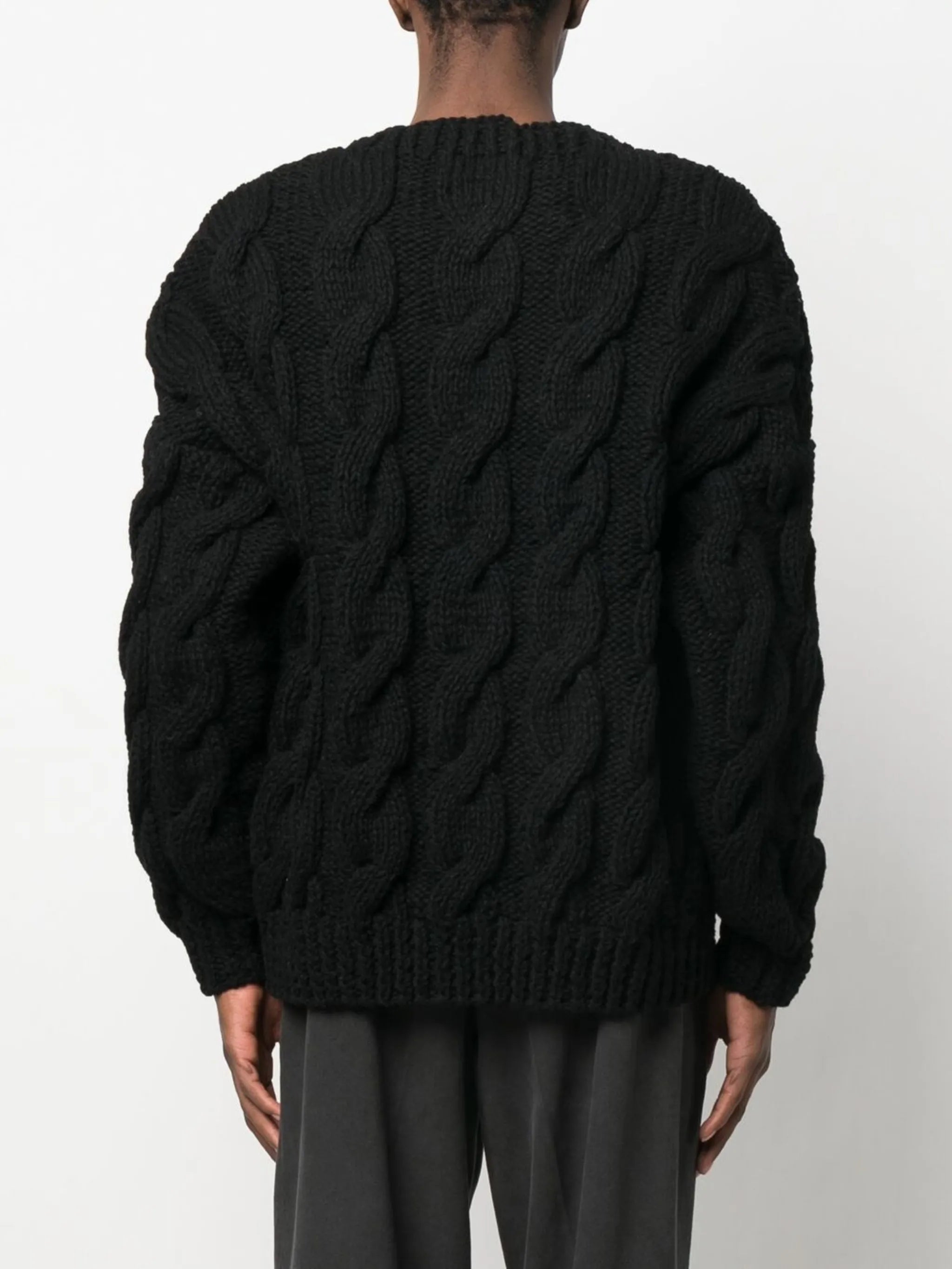 cable-knit round-neck jumper