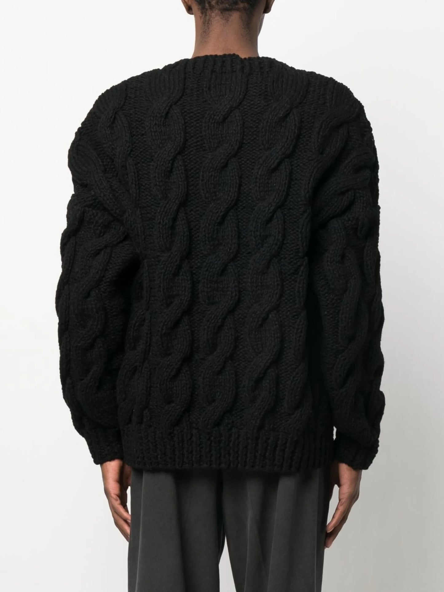 cable-knit round-neck jumper