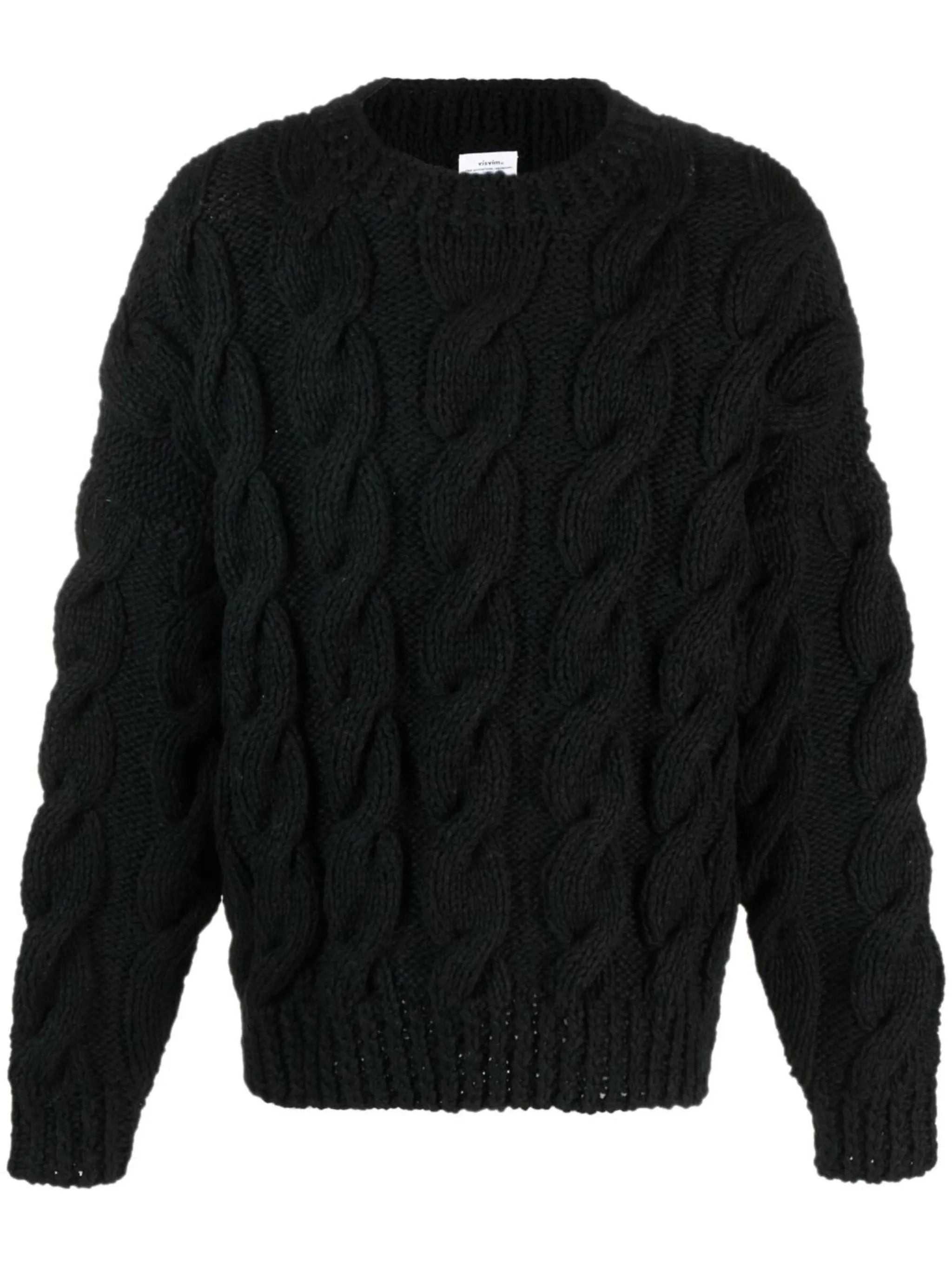 cable-knit round-neck jumper