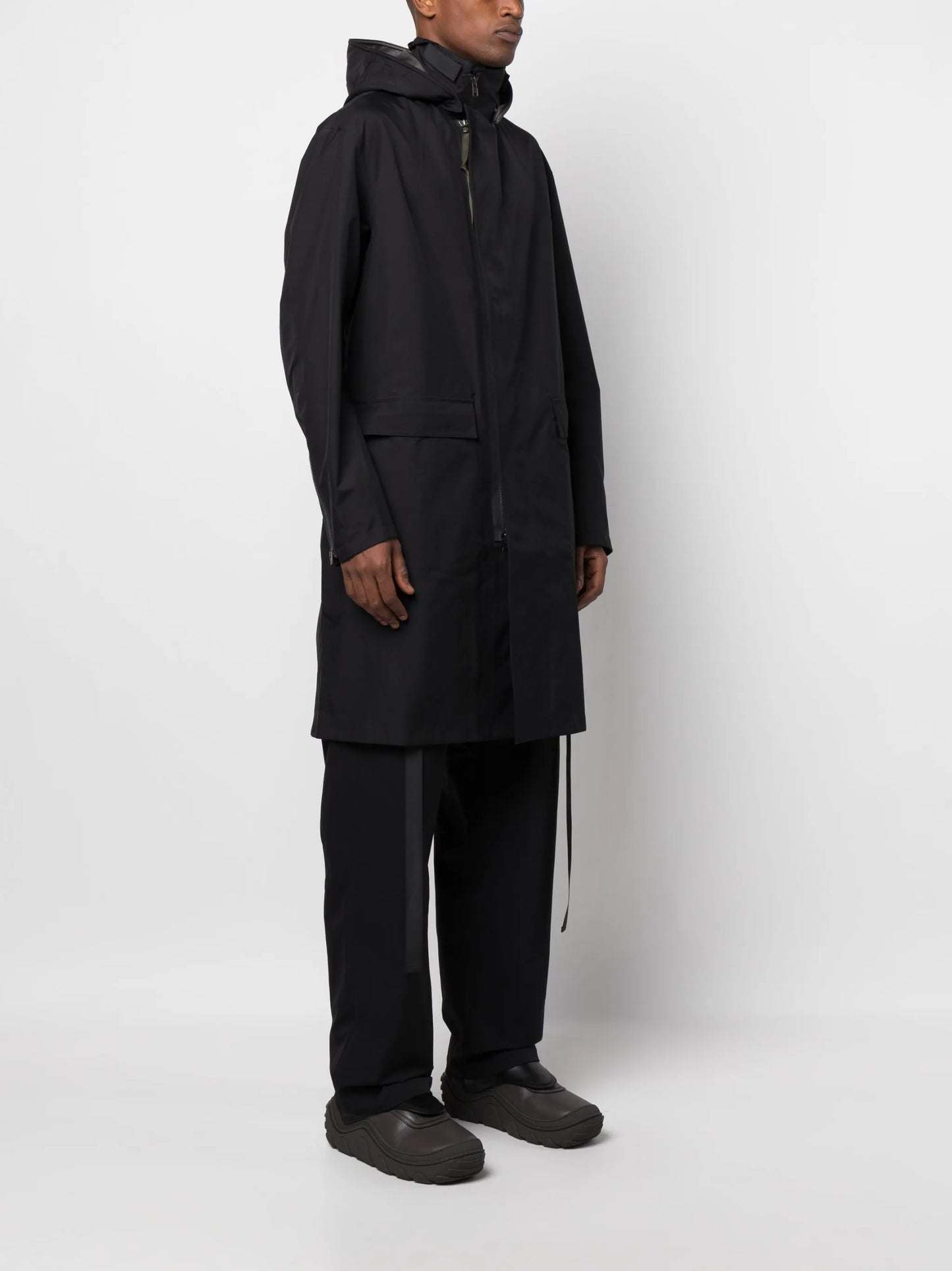 detachable-hood waterproof trench coat