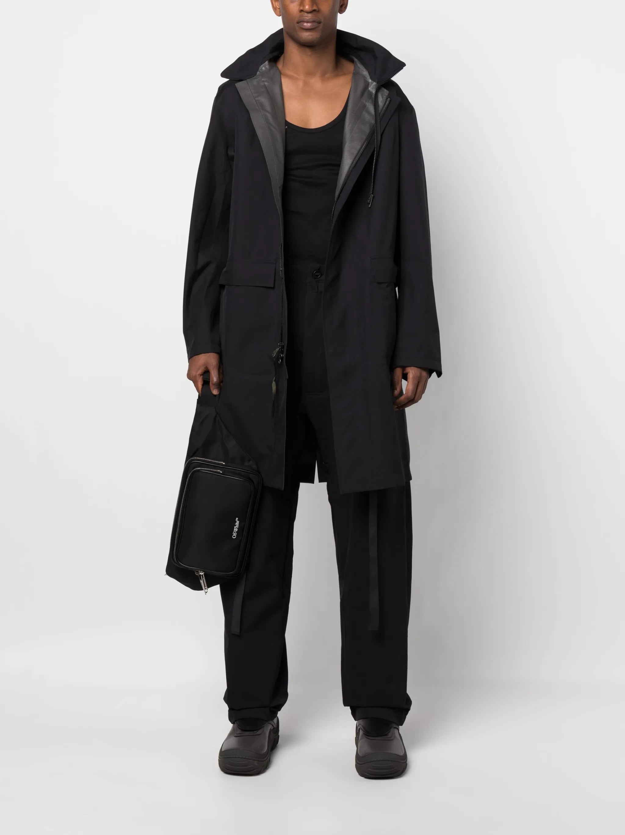 detachable-hood waterproof trench coat