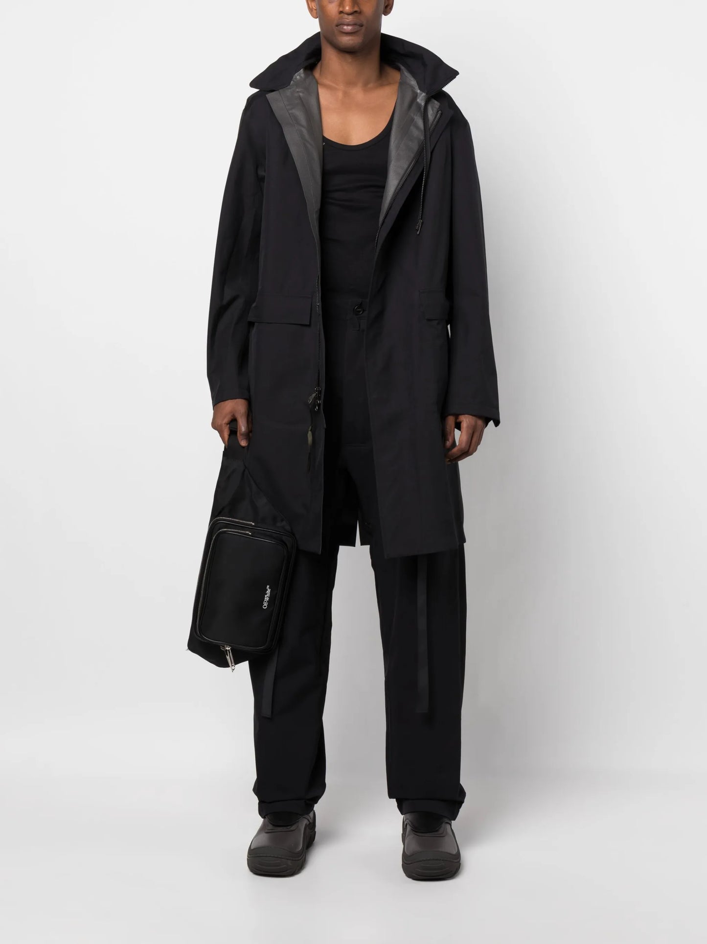 detachable-hood waterproof trench coat