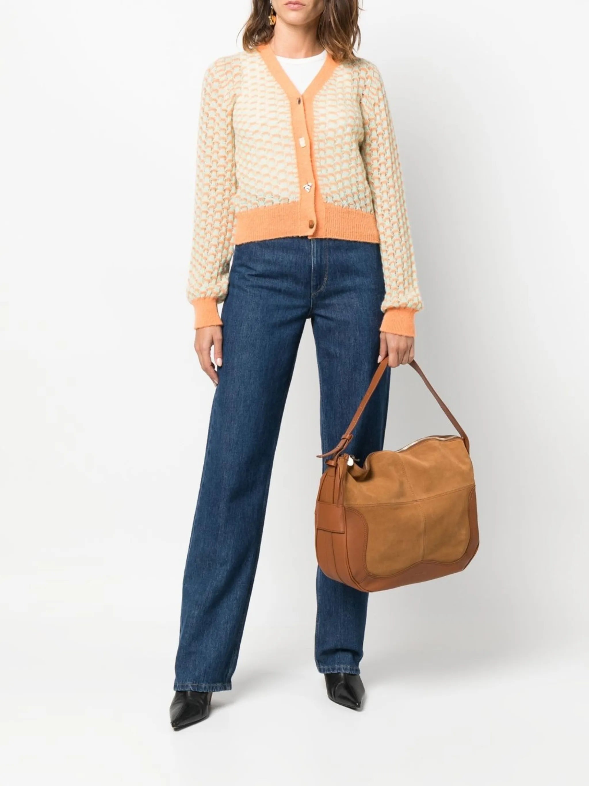 Hana panelled-leather shoulder bag
