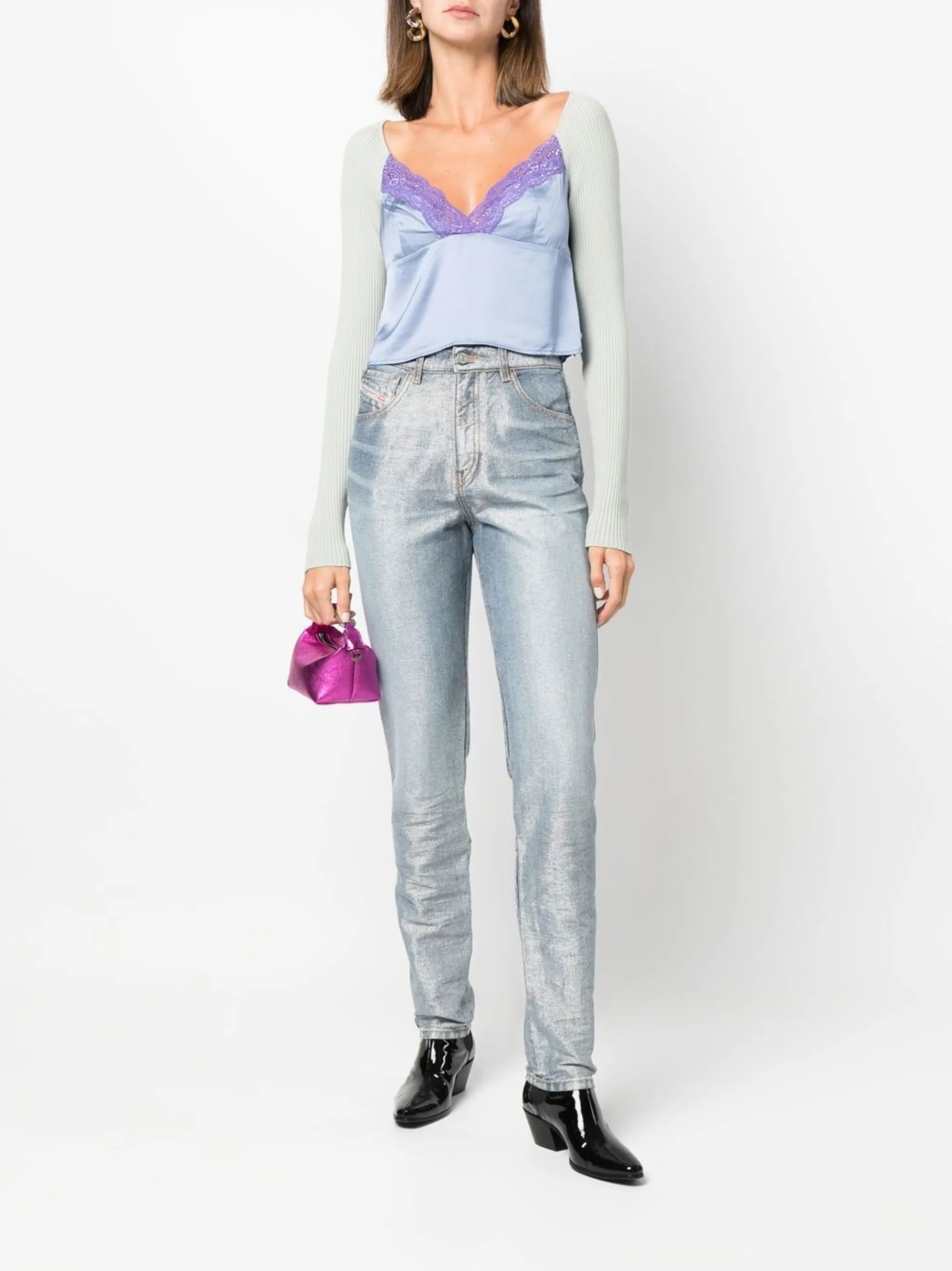 high-rise slim-fit jeans