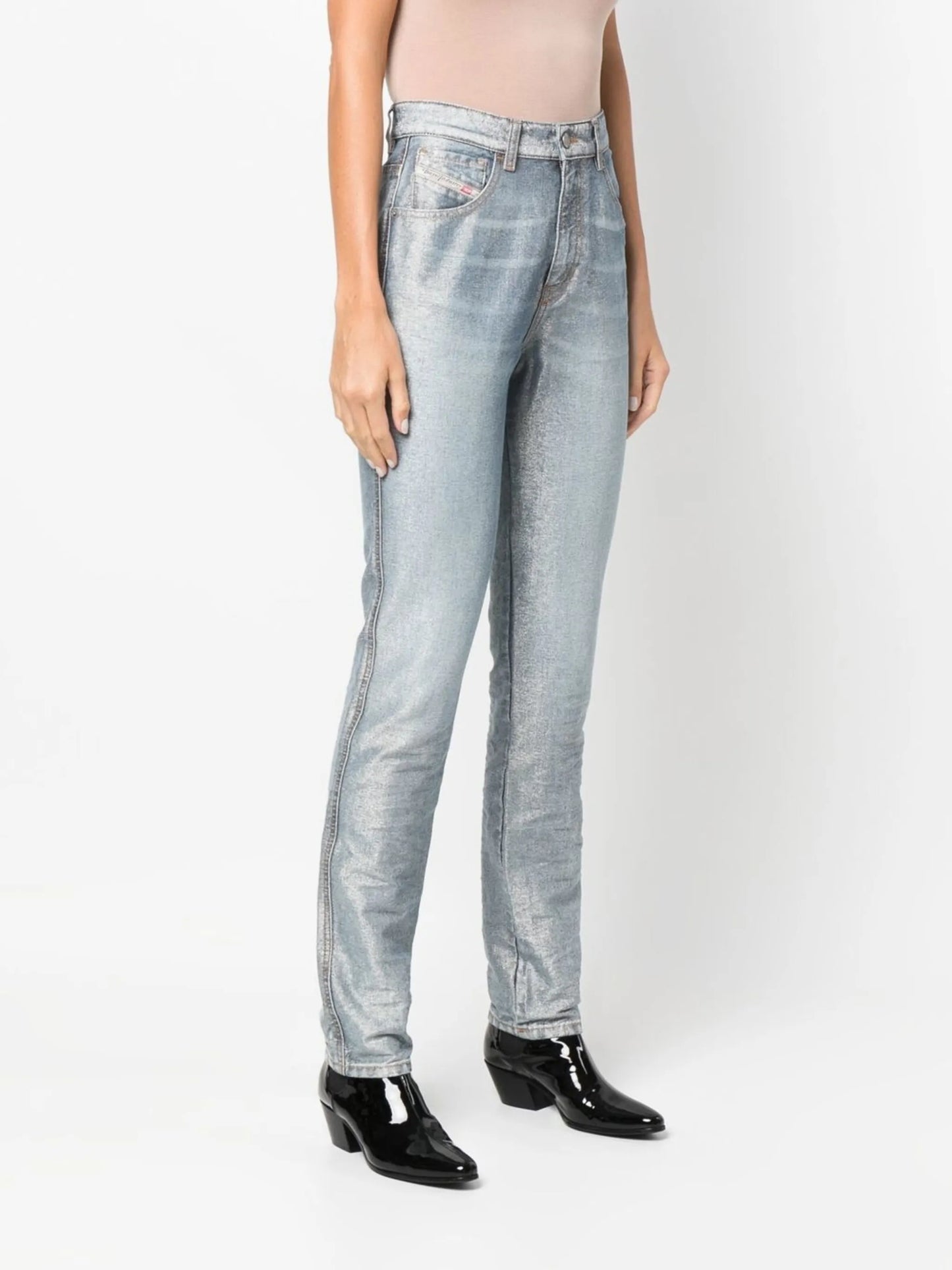 high-rise slim-fit jeans
