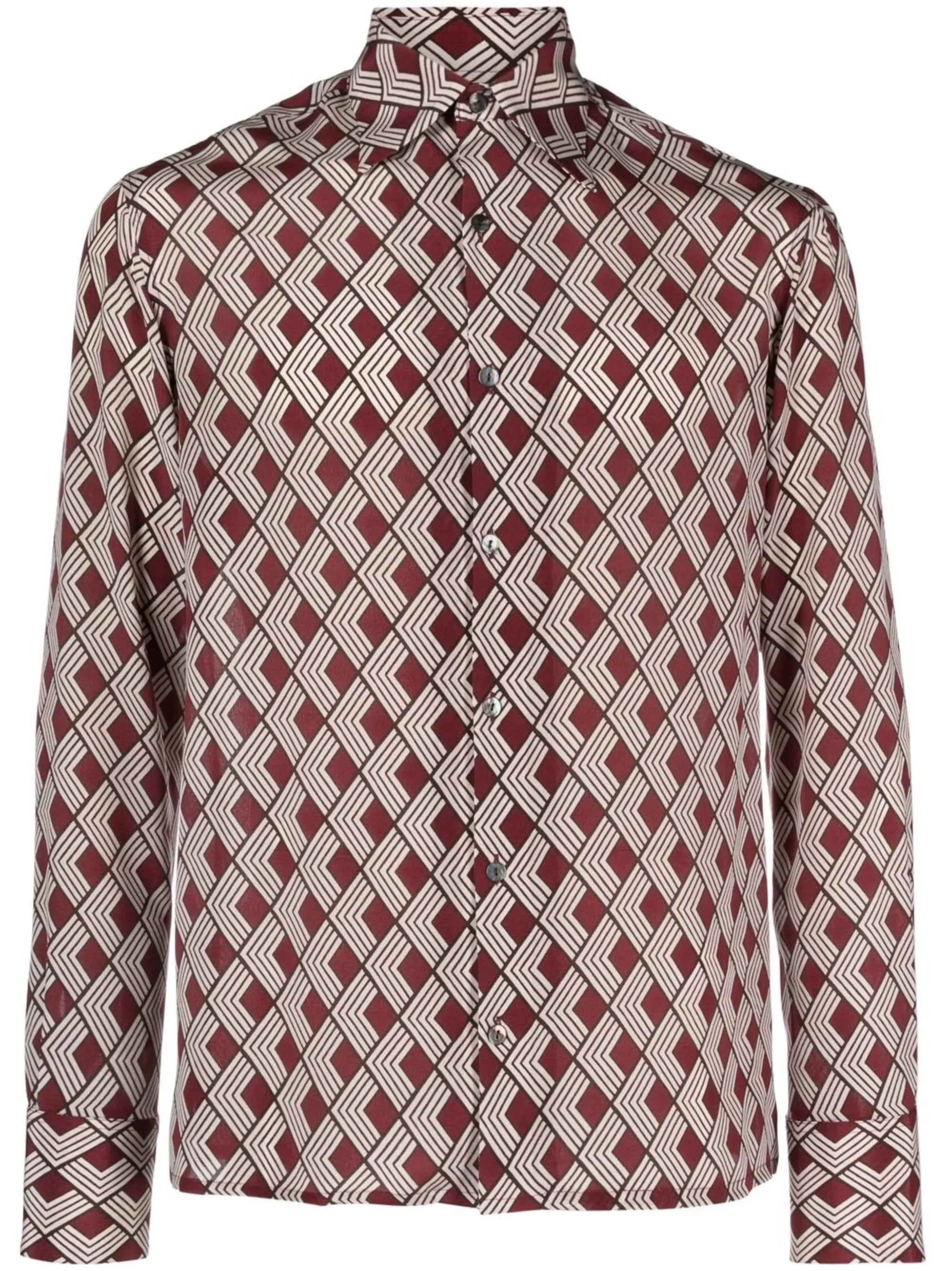 diamond-print silk shirt