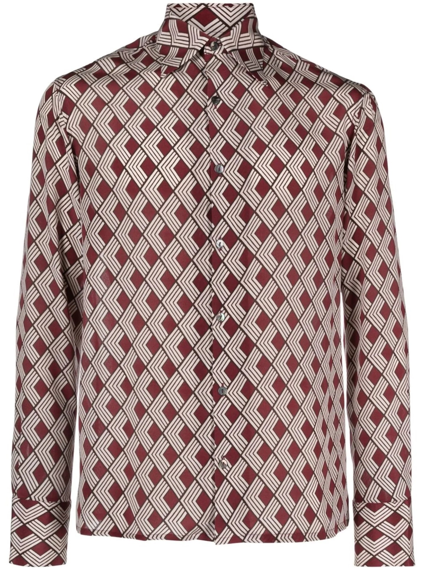 diamond-print silk shirt