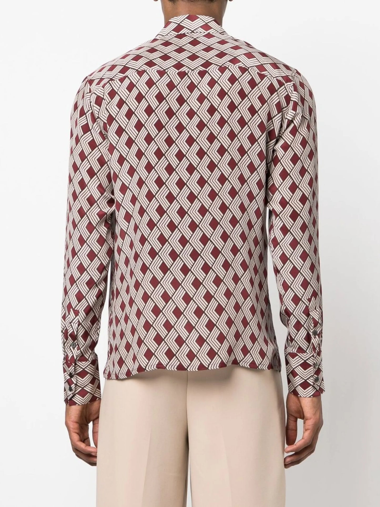 diamond-print silk shirt