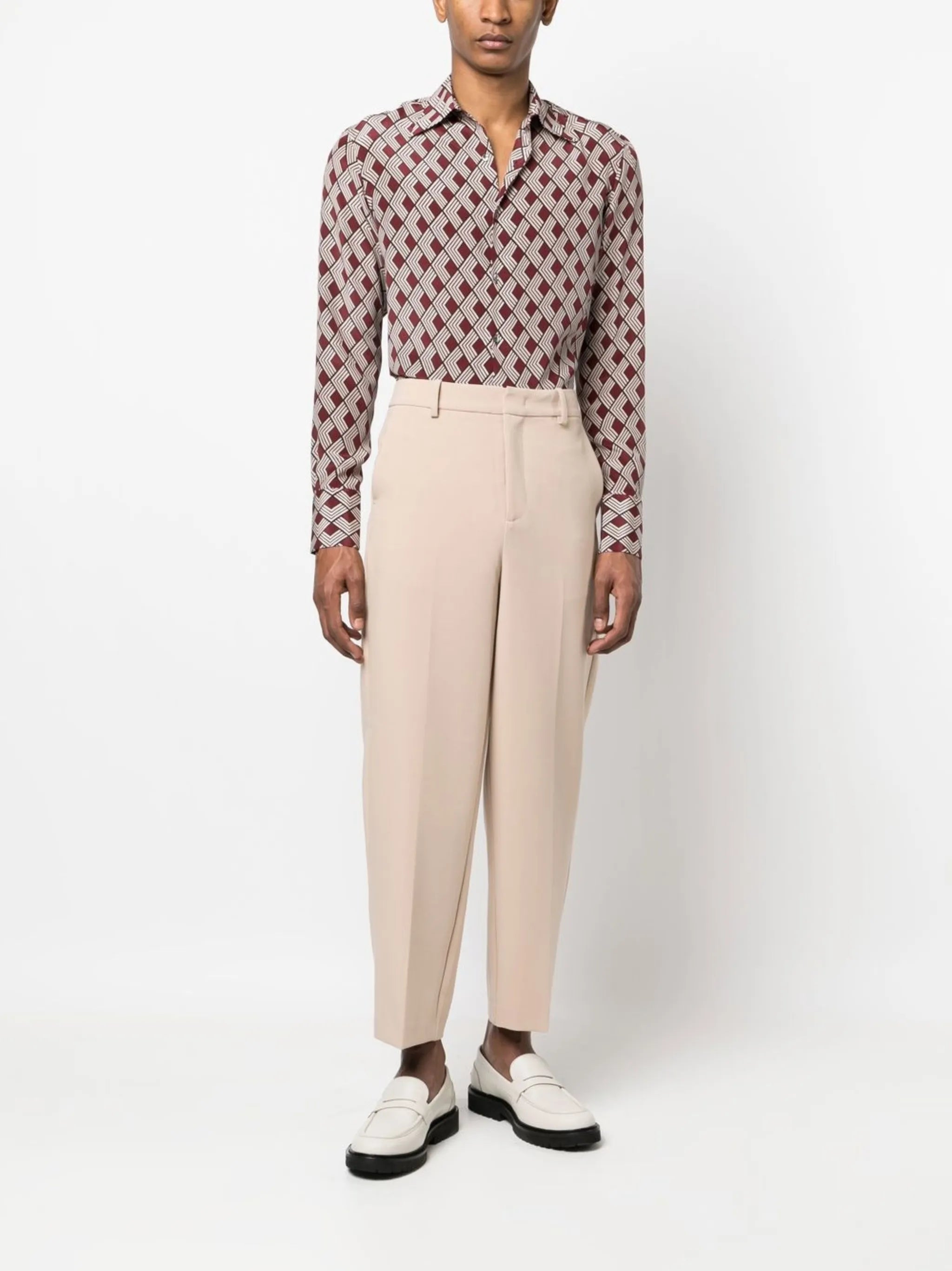 diamond-print silk shirt