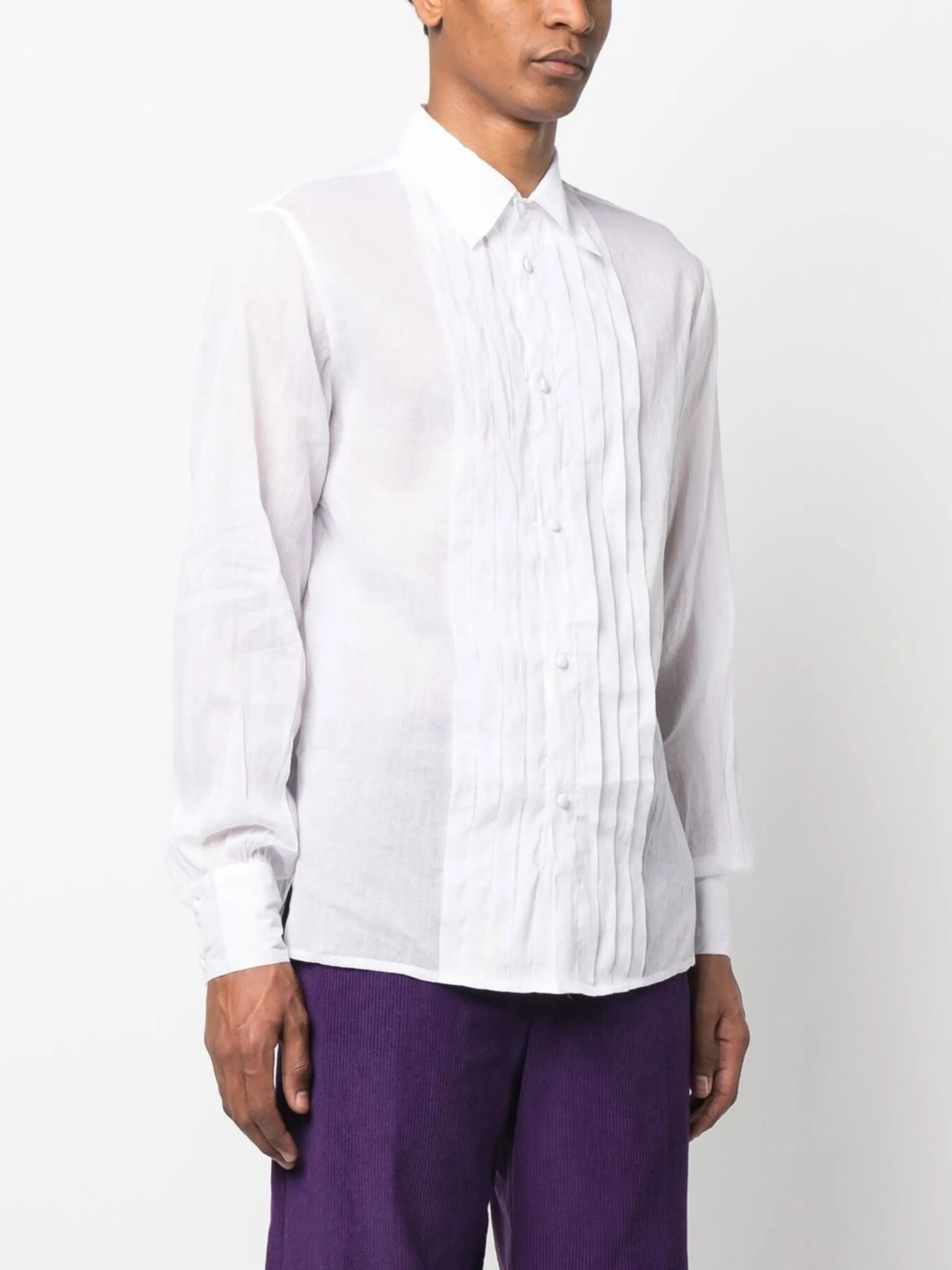 pleated-front shirt