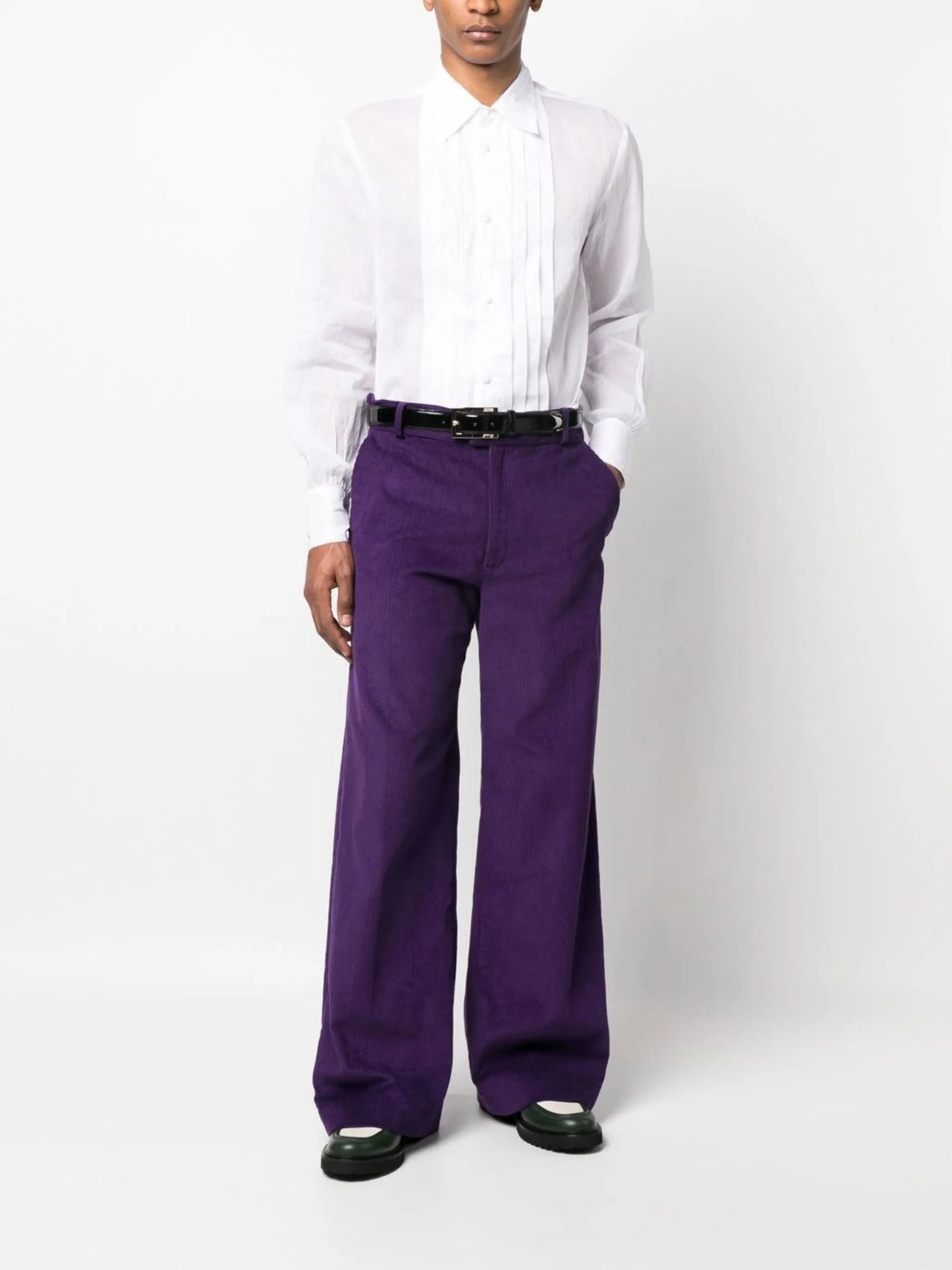 pleated-front shirt