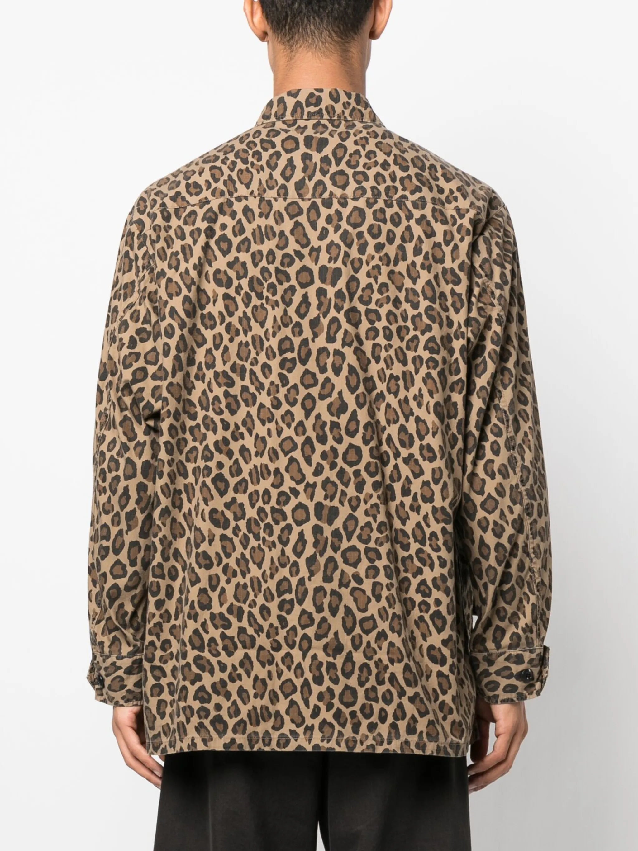 leopard-print cotton shirt jacket