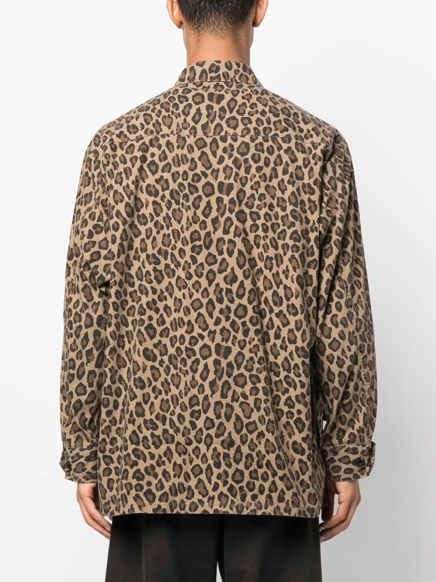 leopard-print cotton shirt jacket