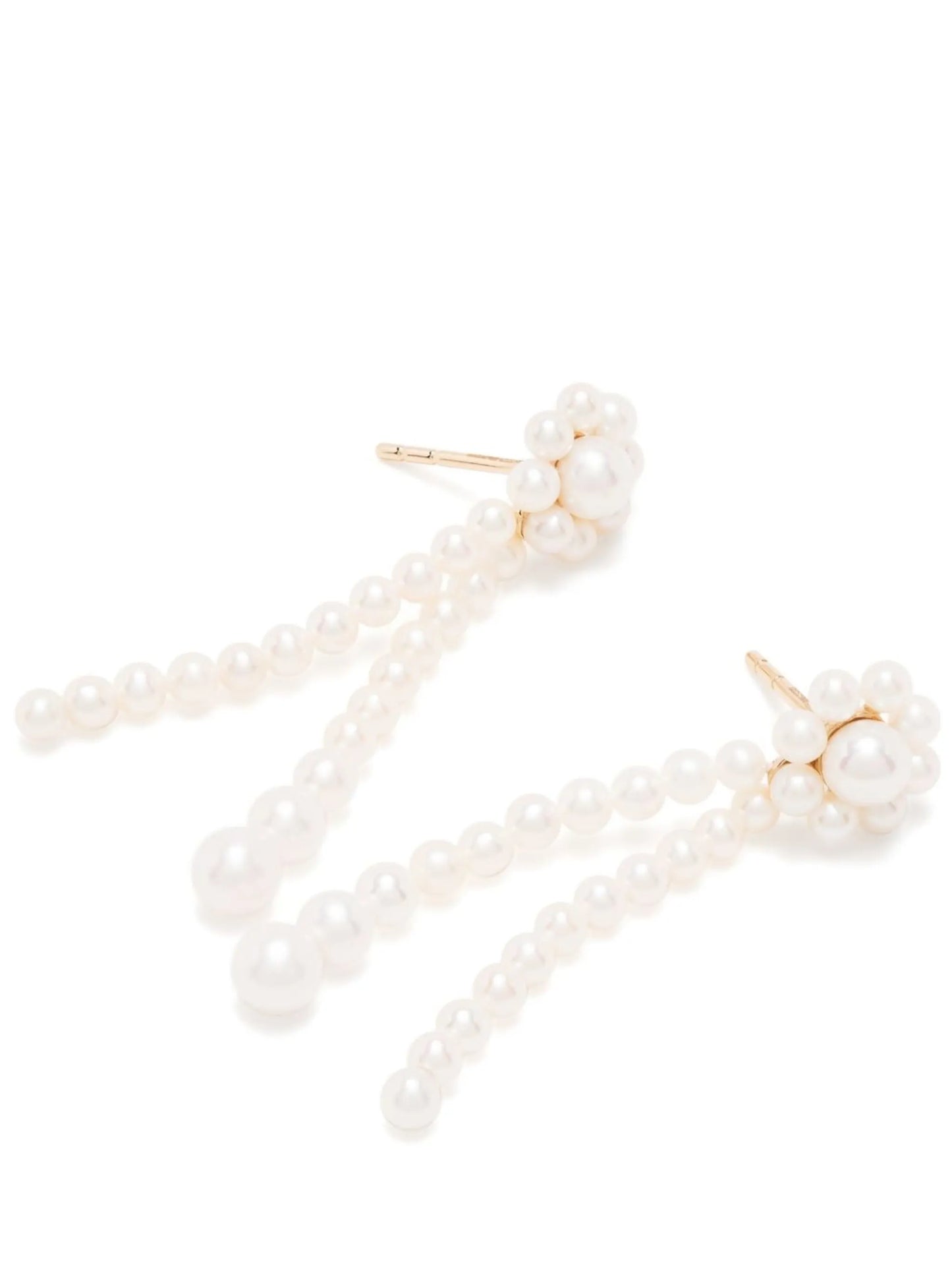 14kt yellow gold pearl Promenade de Fleur earrings